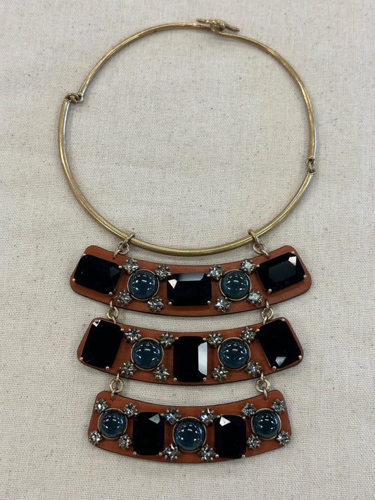 Necklace Designer By Tory Burch In Brown & Gold
