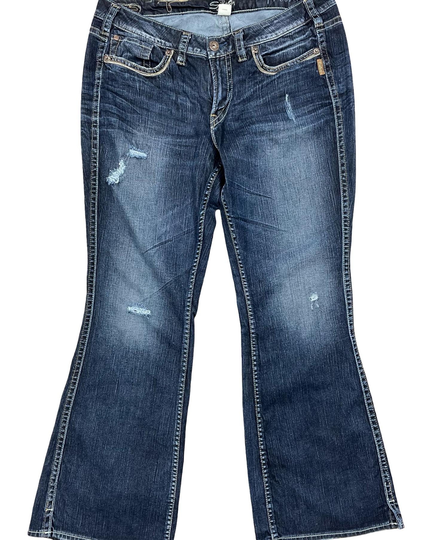 Jeans Boot Cut By Silver In Blue Denim, Size:18