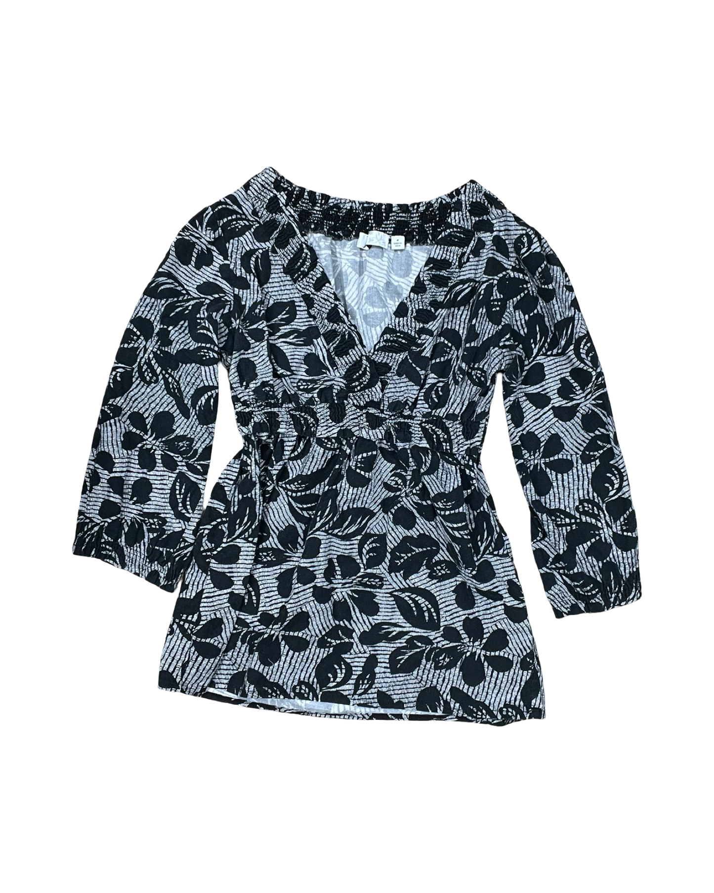Top 3/4 Sleeve By Jw In Black & White, Size:S