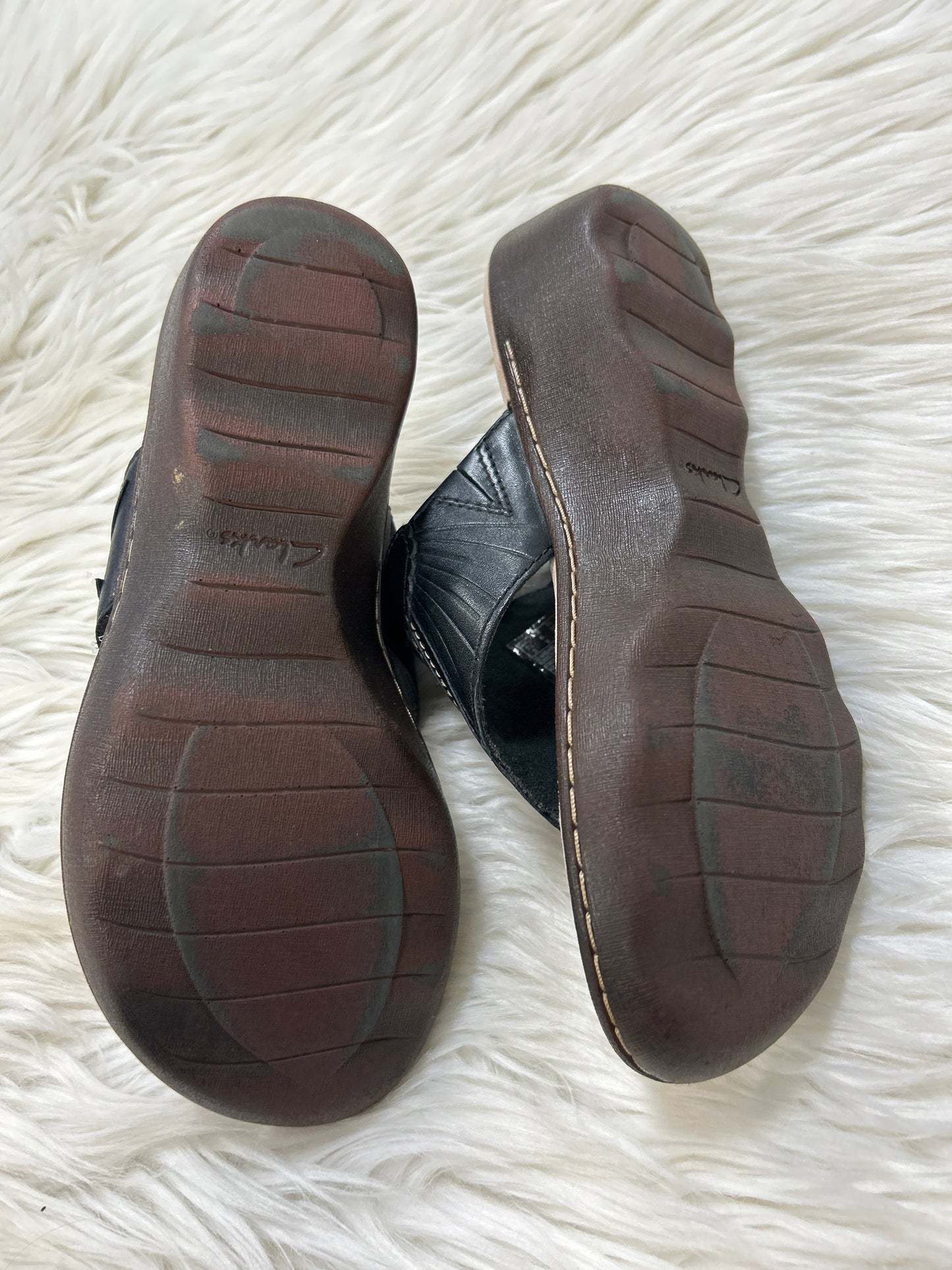Sandals Flats By Clarks In Black, Size:6