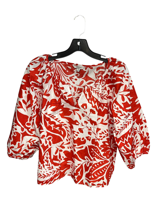 TOP 3/4 SLEEVE by BANANA REPUBLIC In ORANGE & WHITE, Size: M