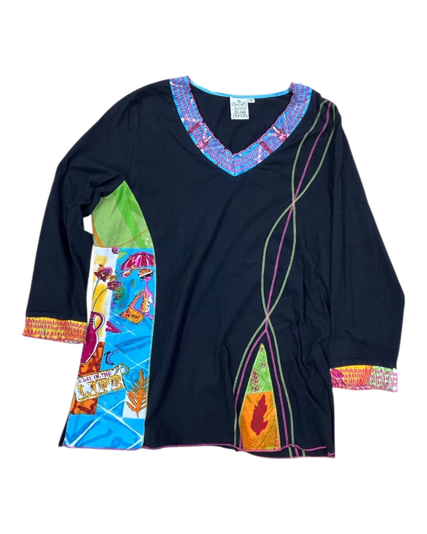 Top 3/4 Sleeve By Parsley & Sage In Black, Size:Xl