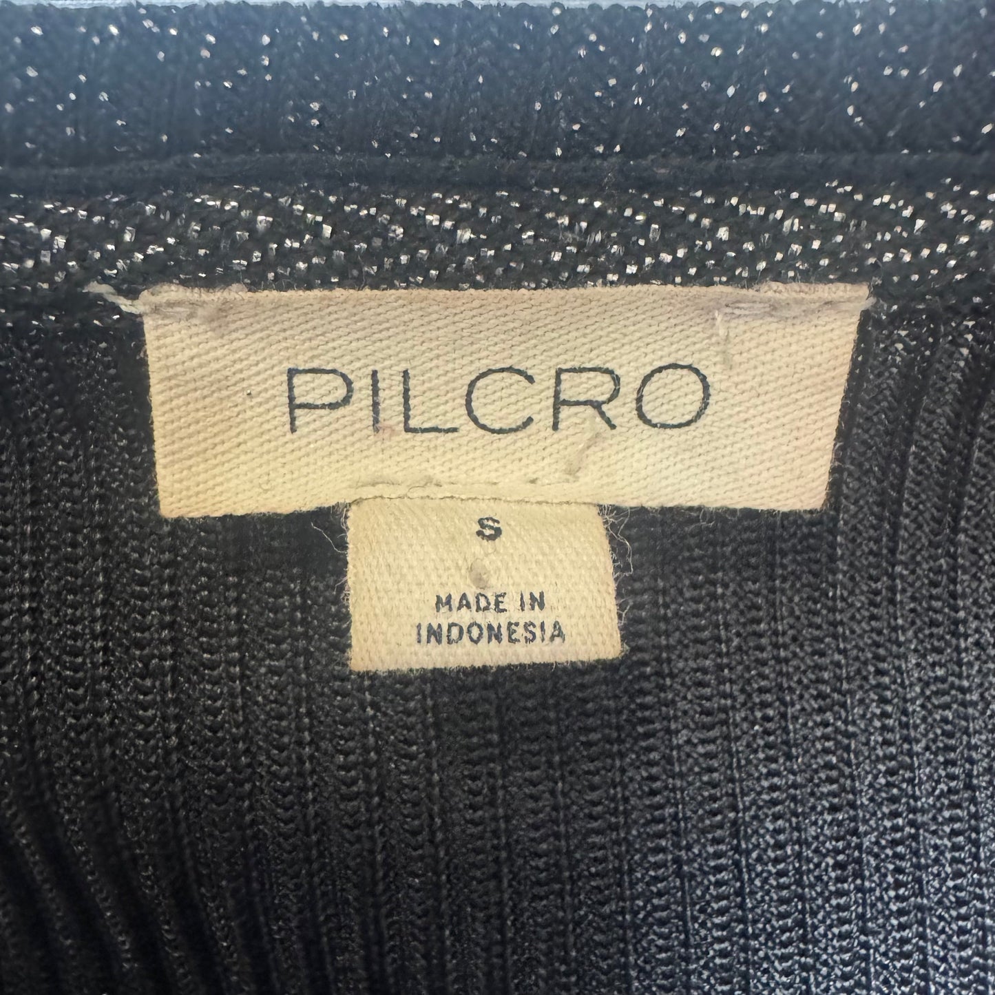 Top Long Sleeve By Pilcro In Black & Silver, Size: S