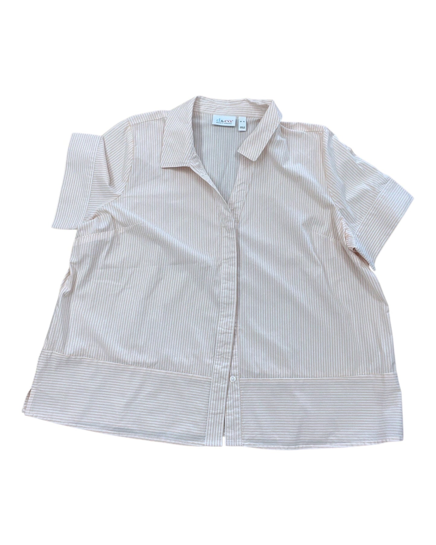 Blouse Ss By D&Co. In Peach, Size:Xl