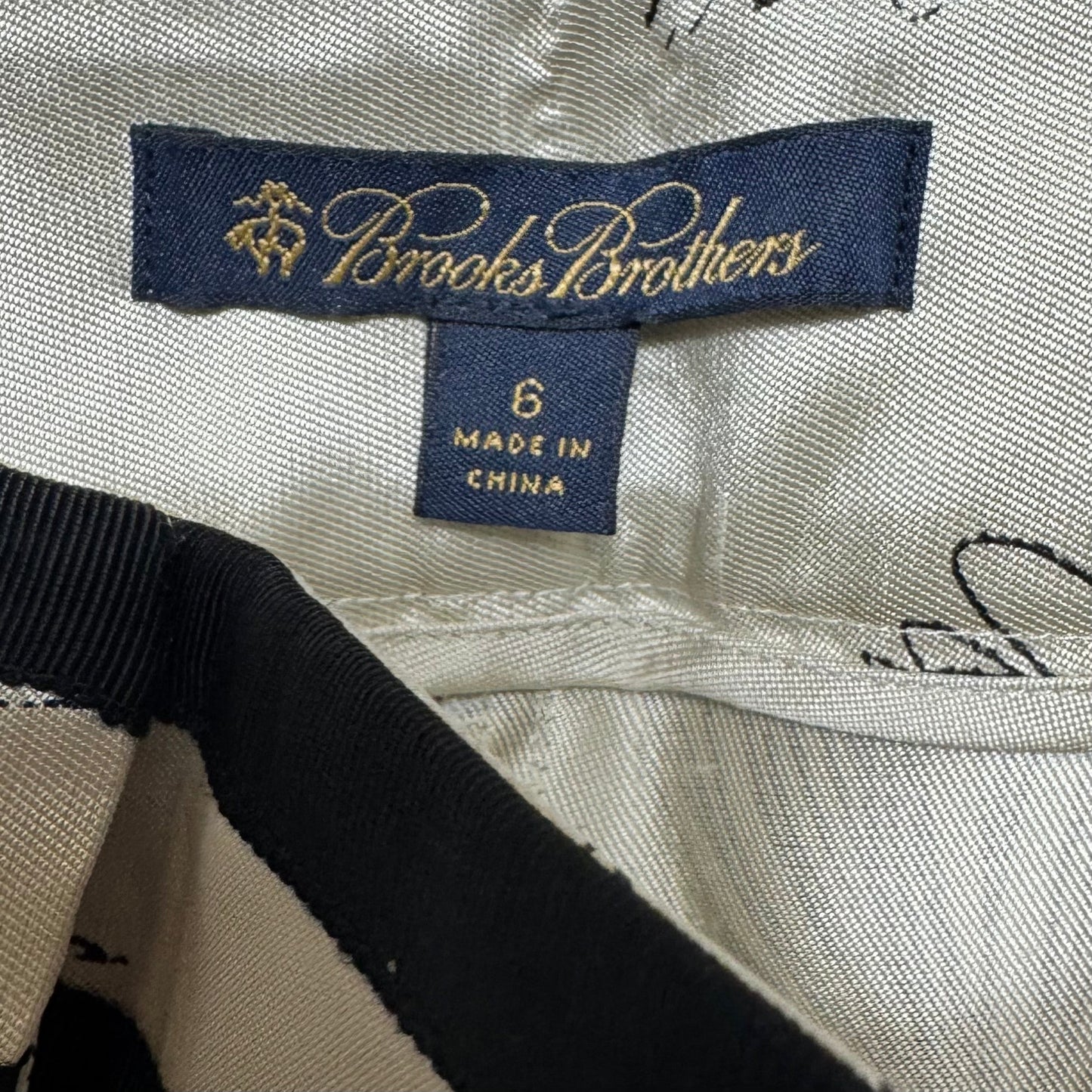 Silk Pants By Brooks Brothers In Black & Cream, Size: 6