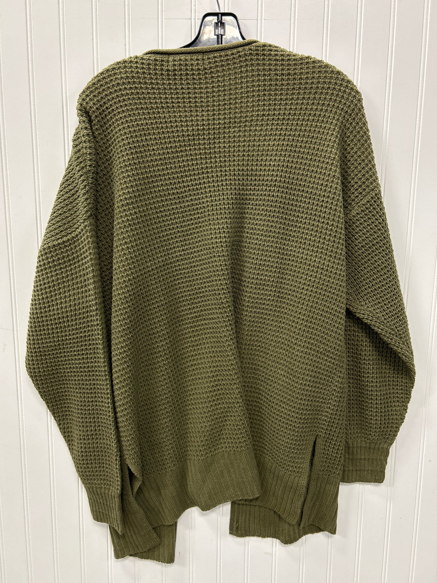 Sweater Cardigan By Zenana In Green, Size:1X