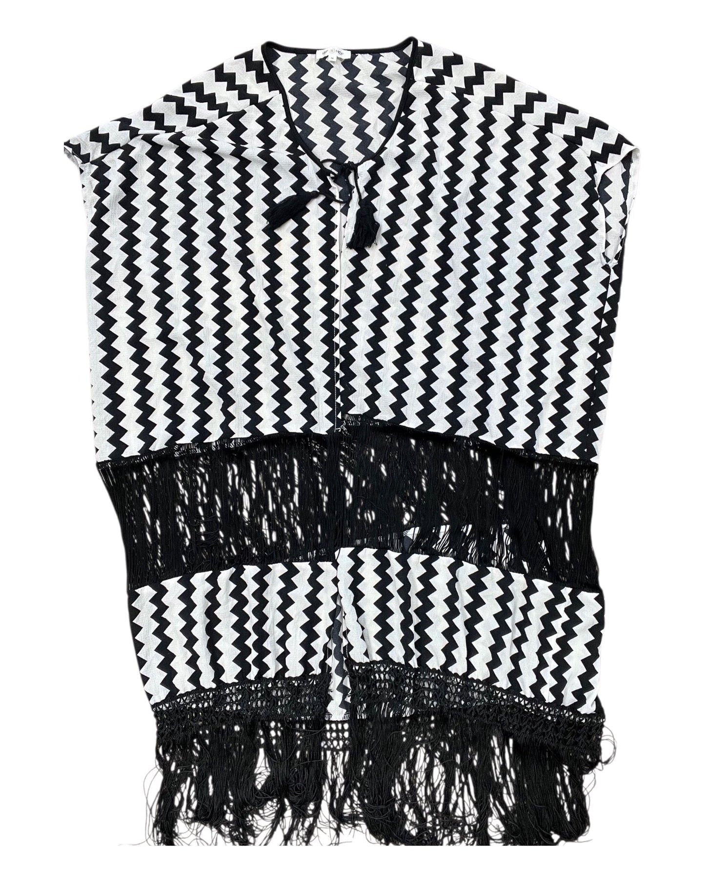 Cardigan By Clothes Mentor In Black & White, Size:M