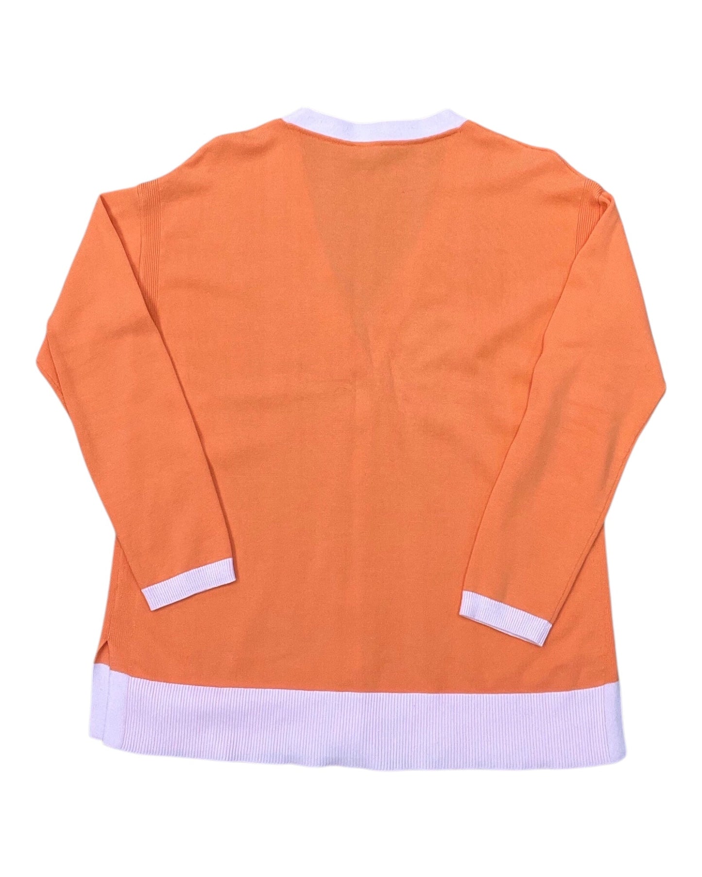 Cardigan By Talbots In Orange & Pink, Size:M