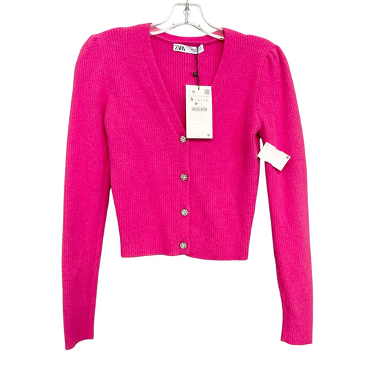 Sweater Cardigan By Zara In Pink, Size:S