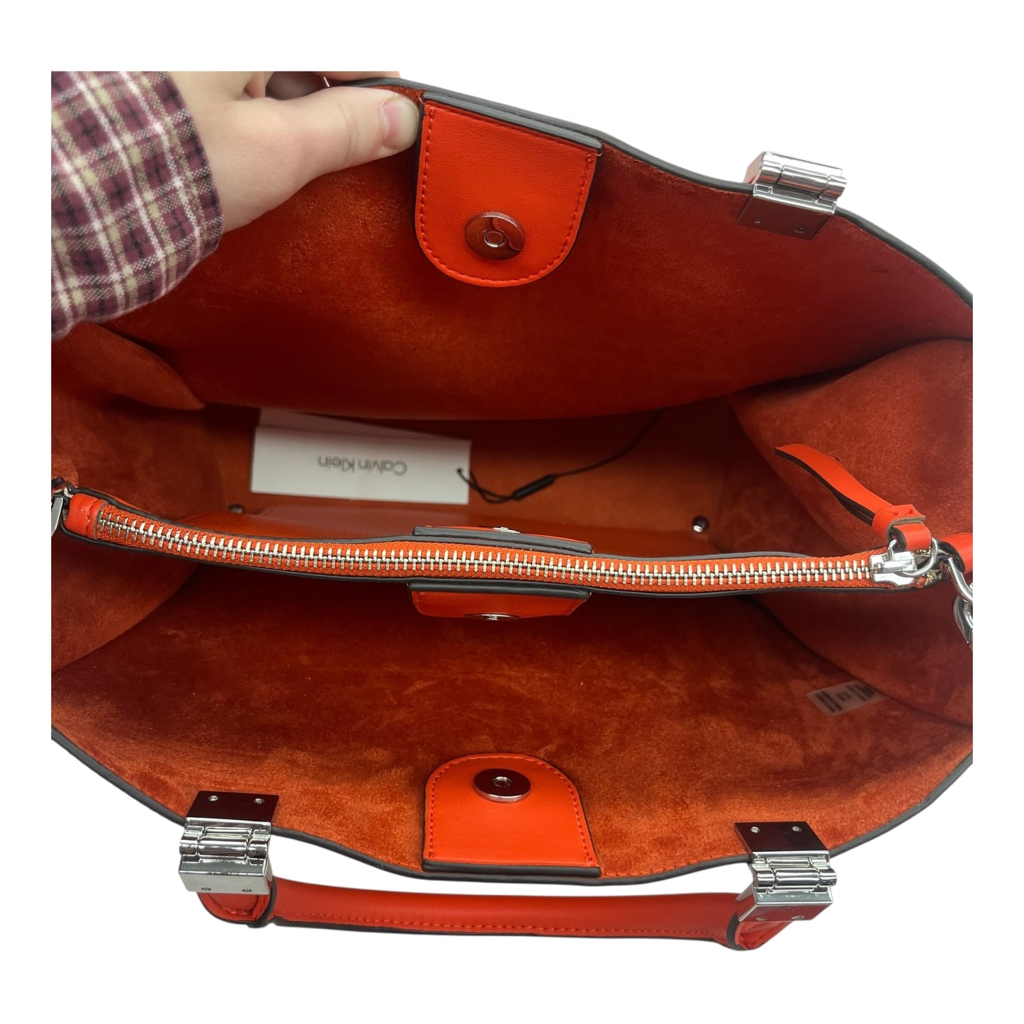 Handbag By Calvin Klein In Orange, Size:Medium