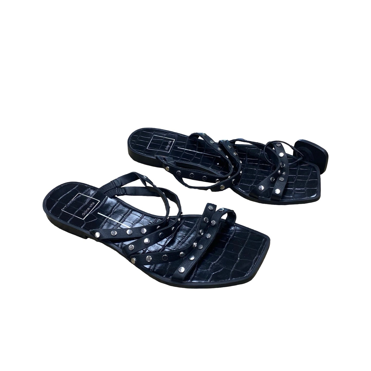 Sandals Flats By Dolce Vita In Black & Silver, Size:8.5