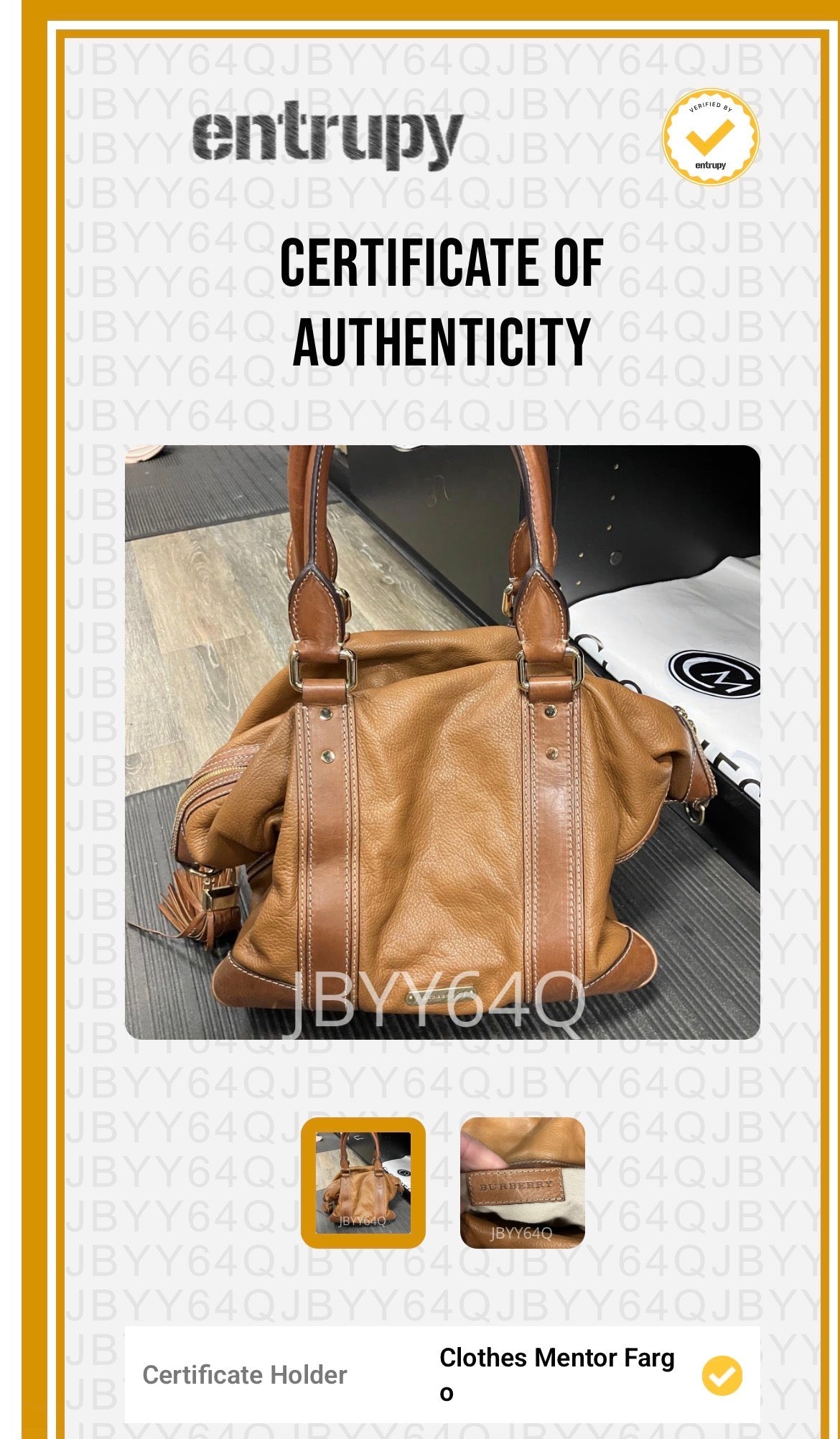Handbag Luxury Designer By Burberry, Size: Large