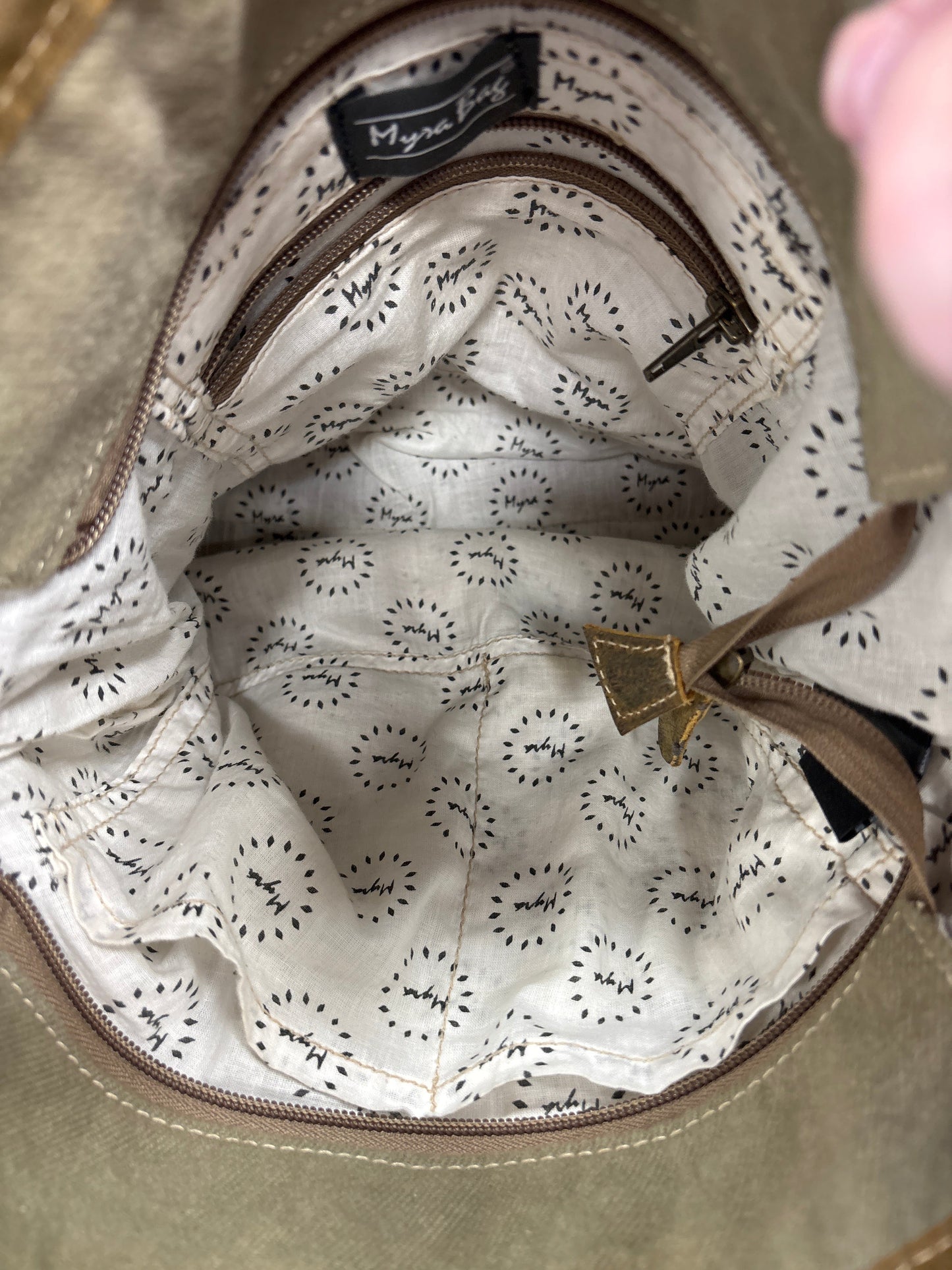 Handbag By Myra In Brown & Cream, Size:Medium