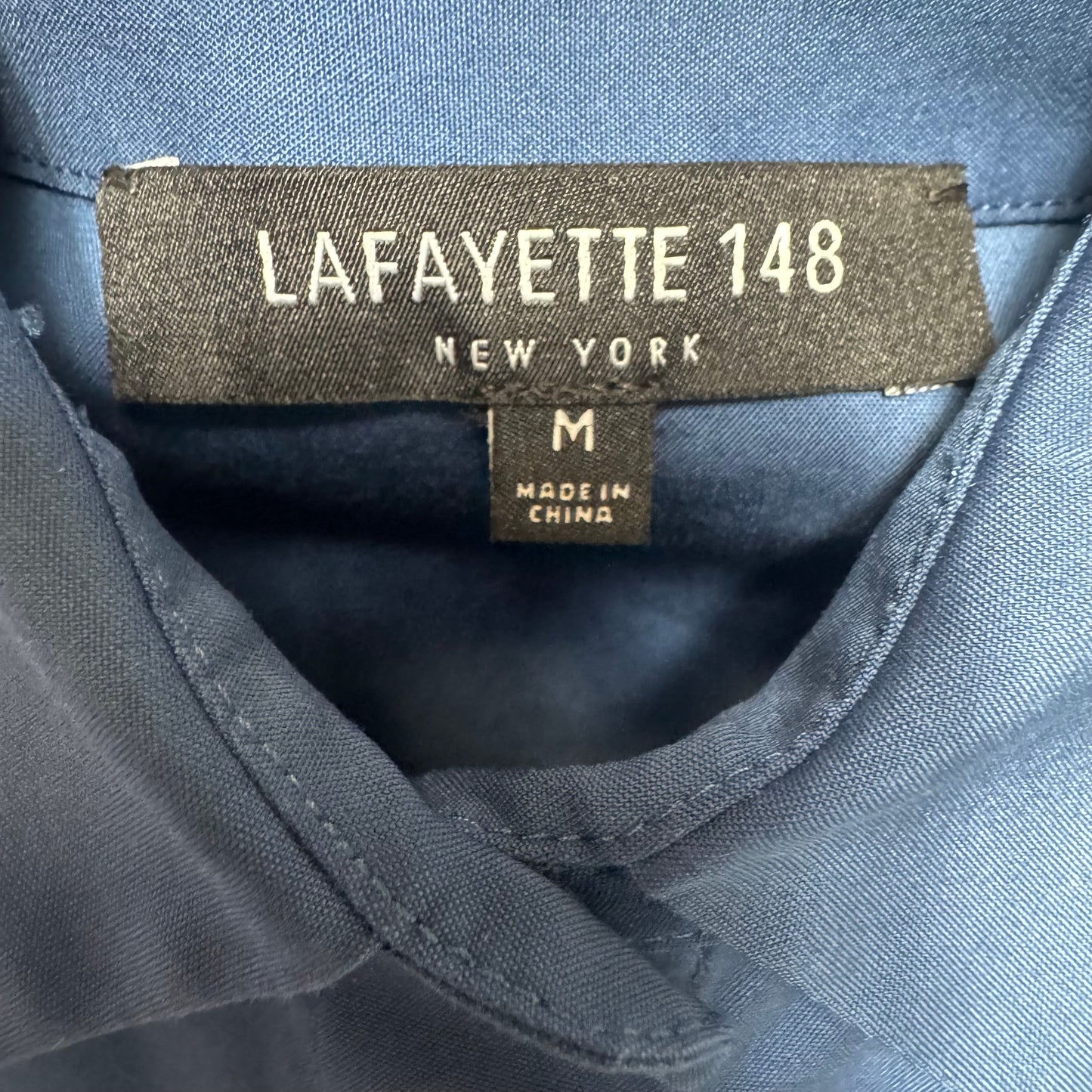Top Long Sleeve Designer By Lafayette 148 In Blue, Size: M