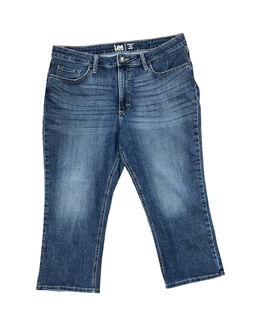 Jeans Cropped By Lee In Blue Denim, Size:16