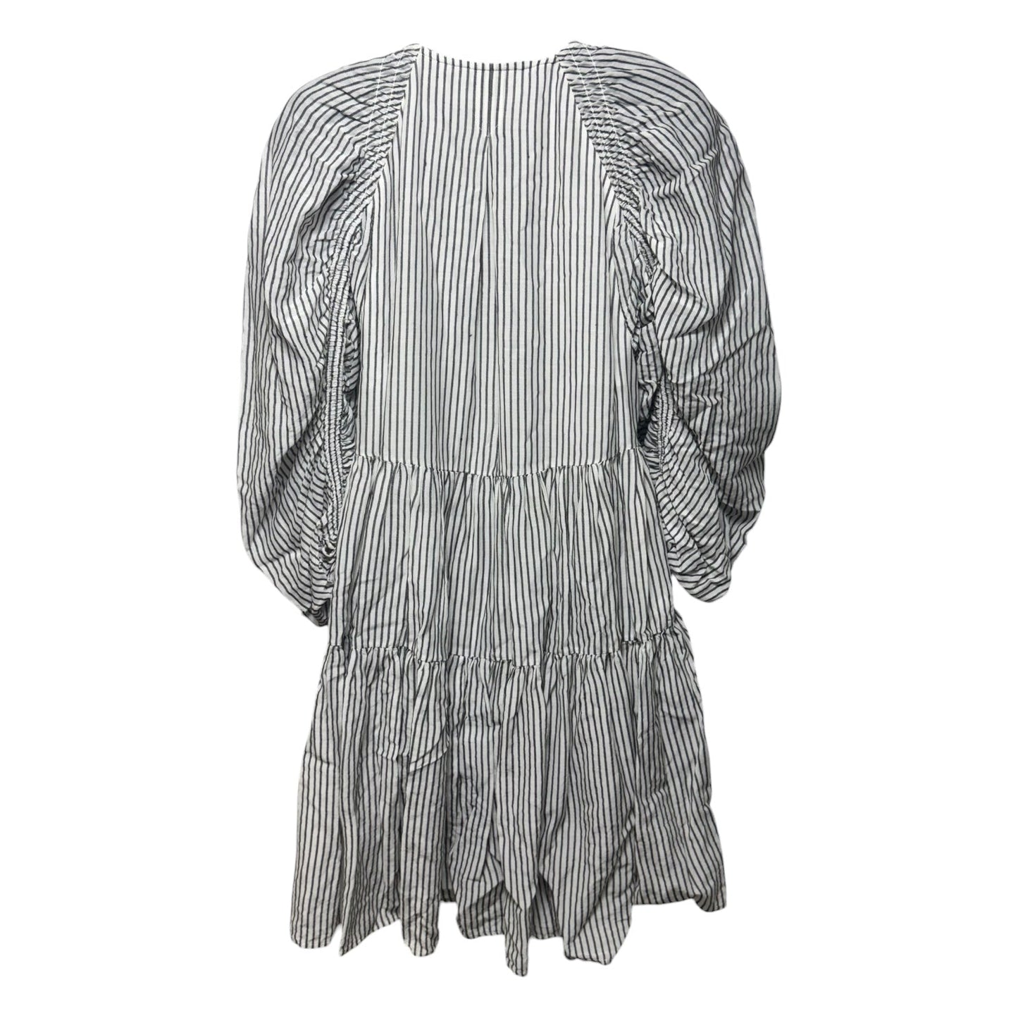 Shirred Empire Waist Tiered Mini Dress By Frame In Striped Pattern, Size: XS
