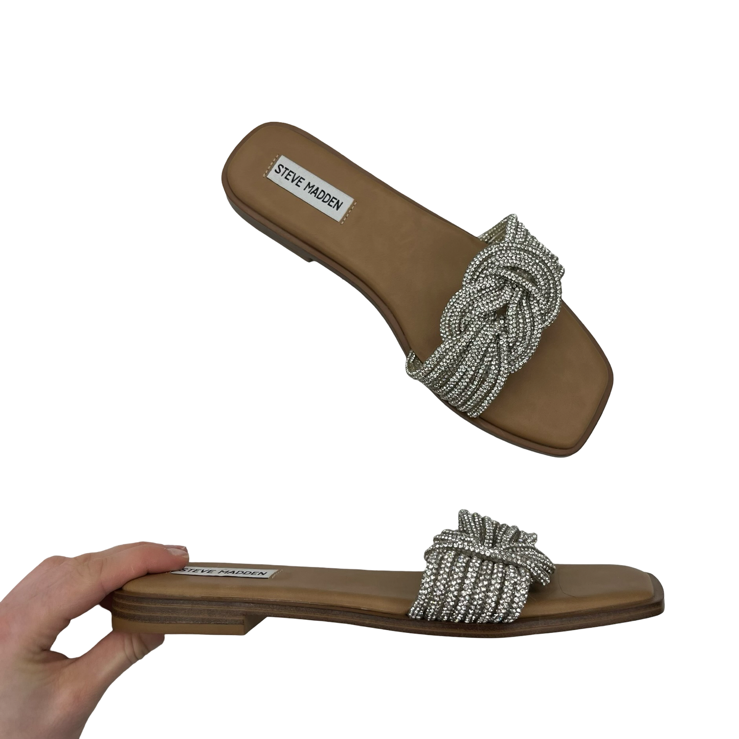 Sandals Flats By Steve Madden In Silver, Size:8