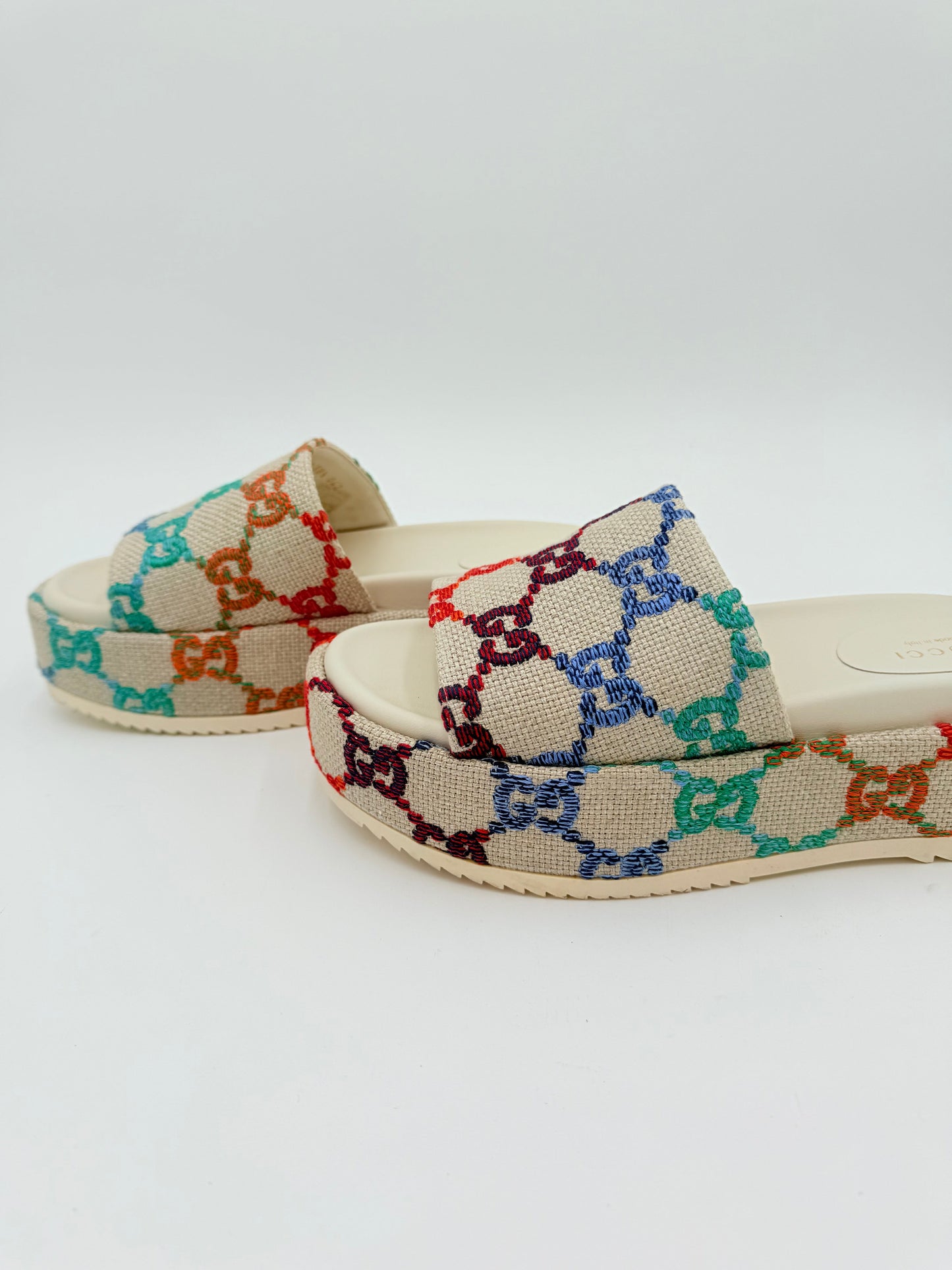 Sandals Luxury Designer By Gucci In Multi, Size:8.5