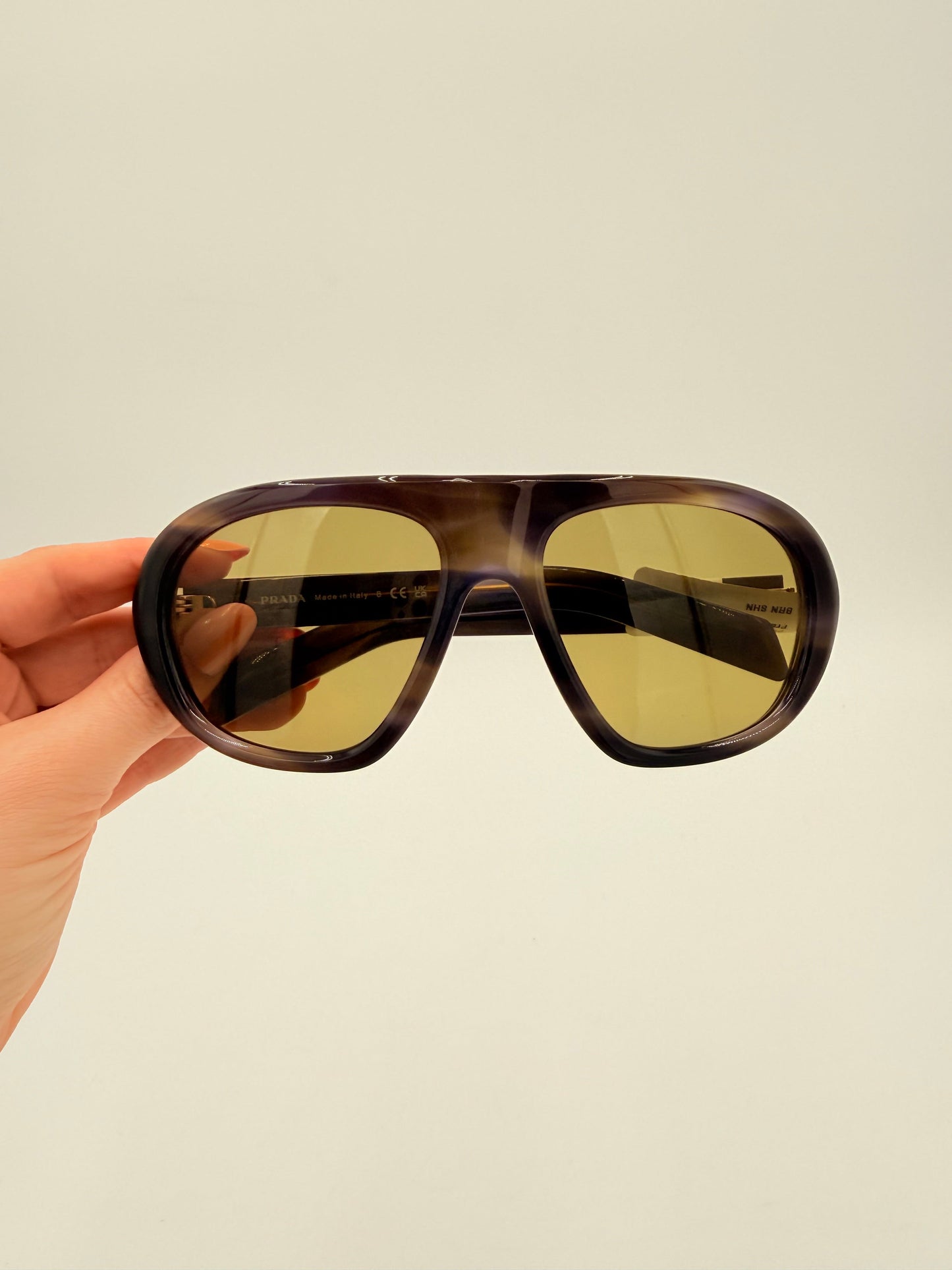 Sunglasses Luxury Designer By Prada In Purple & Tan, Size: