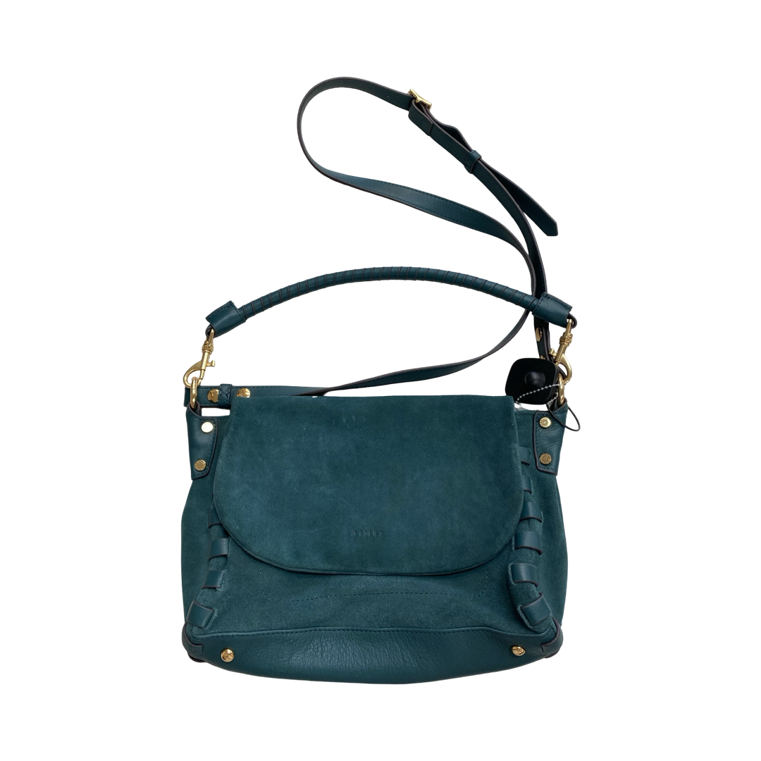 Handbag Leather By Aimee Kestenberg In Teal, Size:Medium