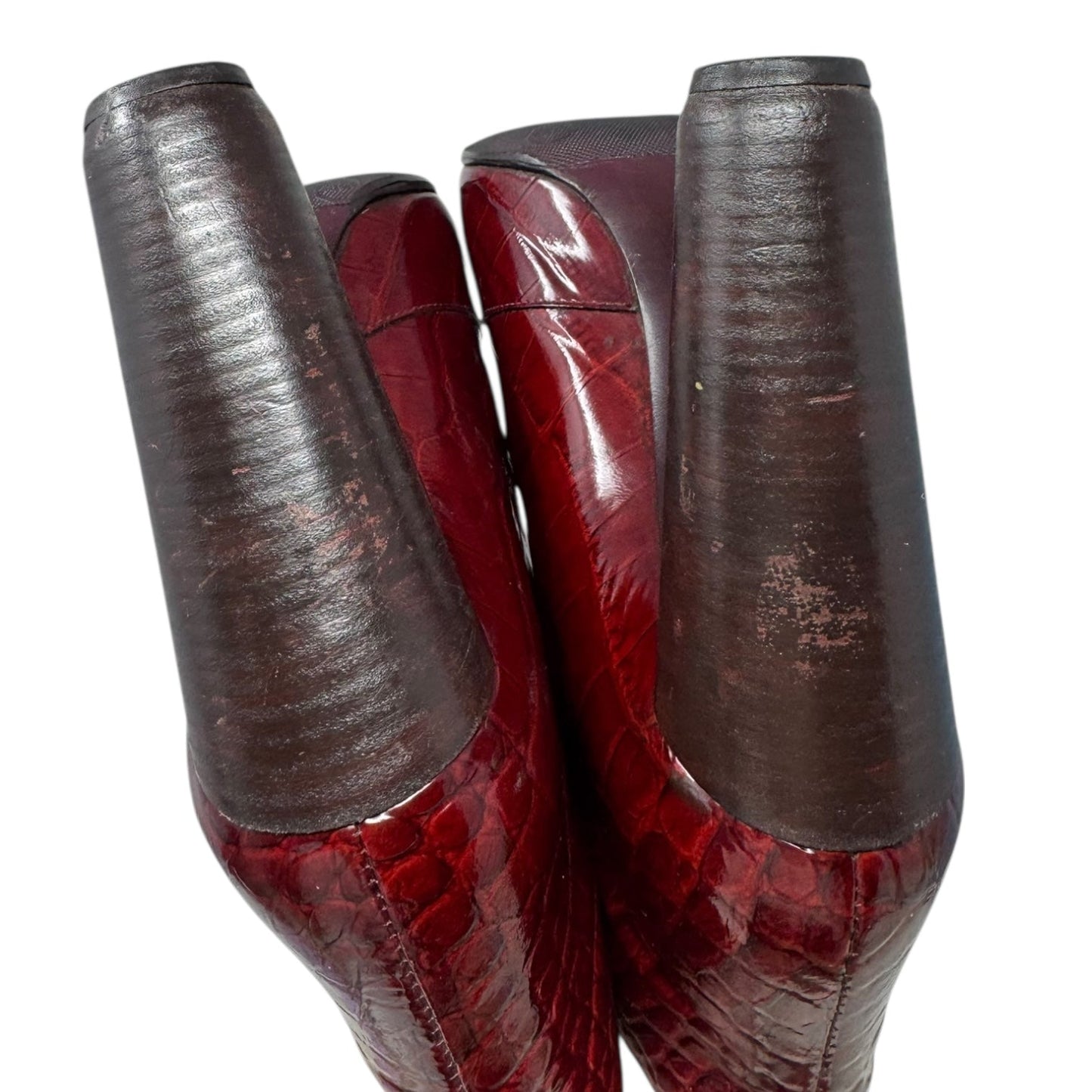 Delft Cornelia Croc Ankle Boots Luxury Designer By Louis Vuitton In Red, Size: 9 (IT 39)