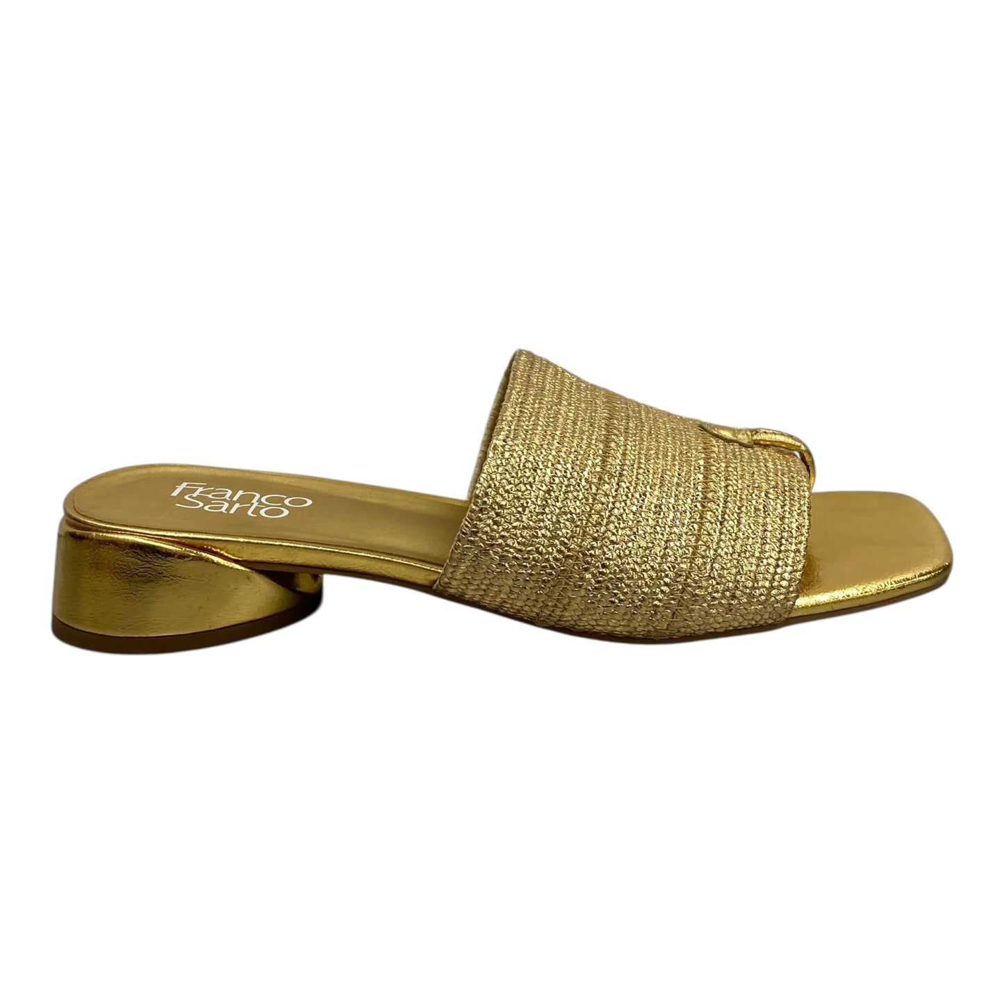 Sandals Heels Block By Franco Sarto In Gold, Size:9.5