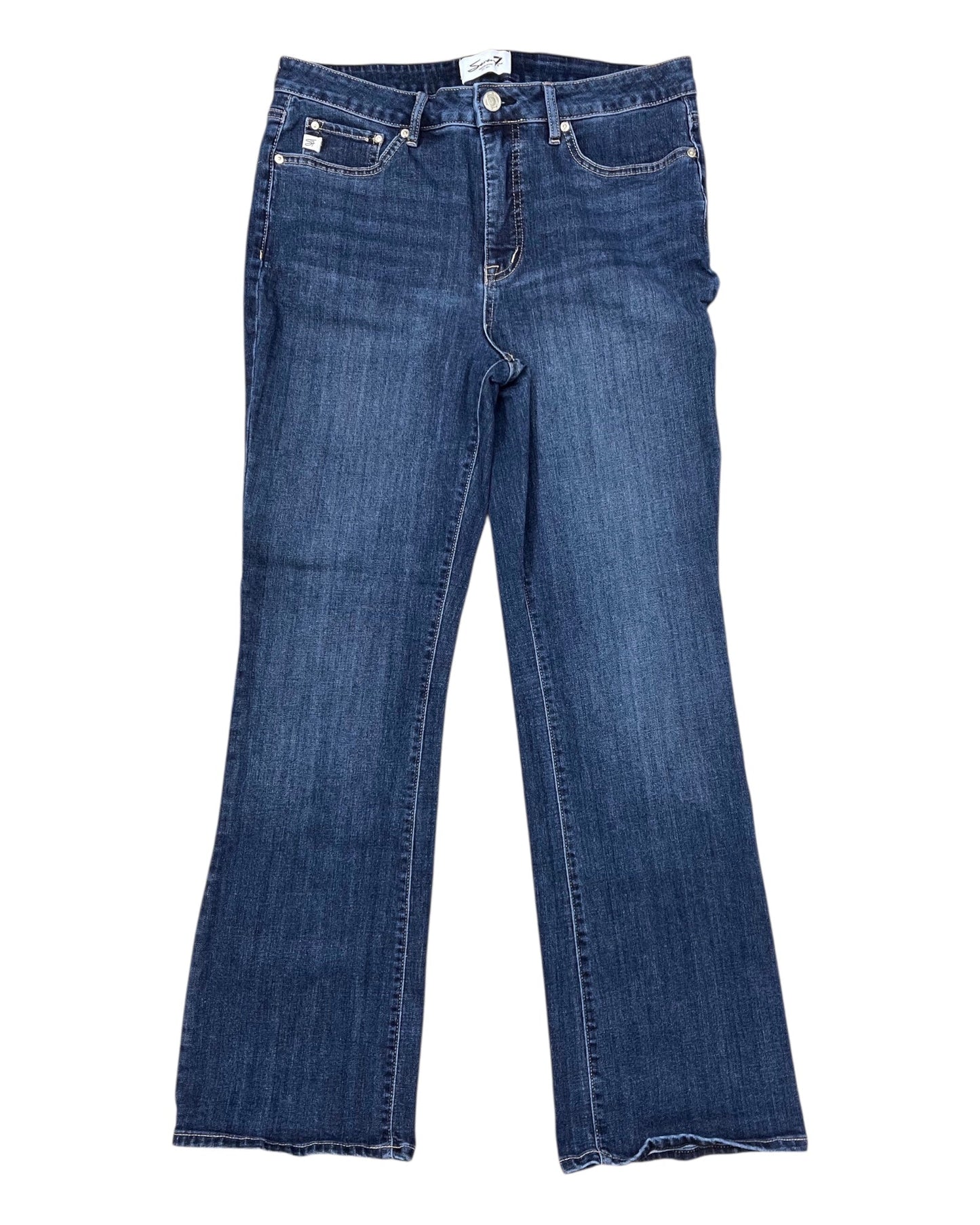 Jeans Boot Cut By Seven 7 In Blue Denim, Size:12