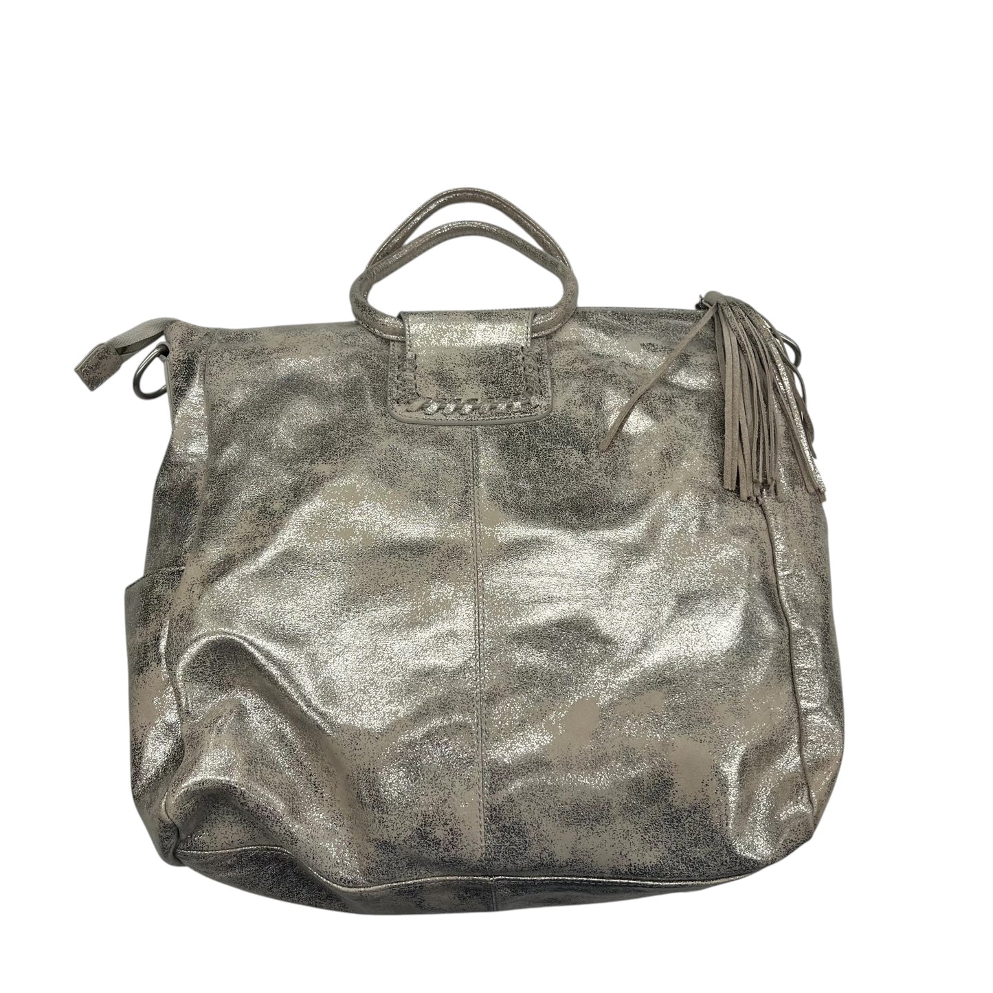 Handbag Leather By Hobo Intl In Cream & Silver, Size:Large