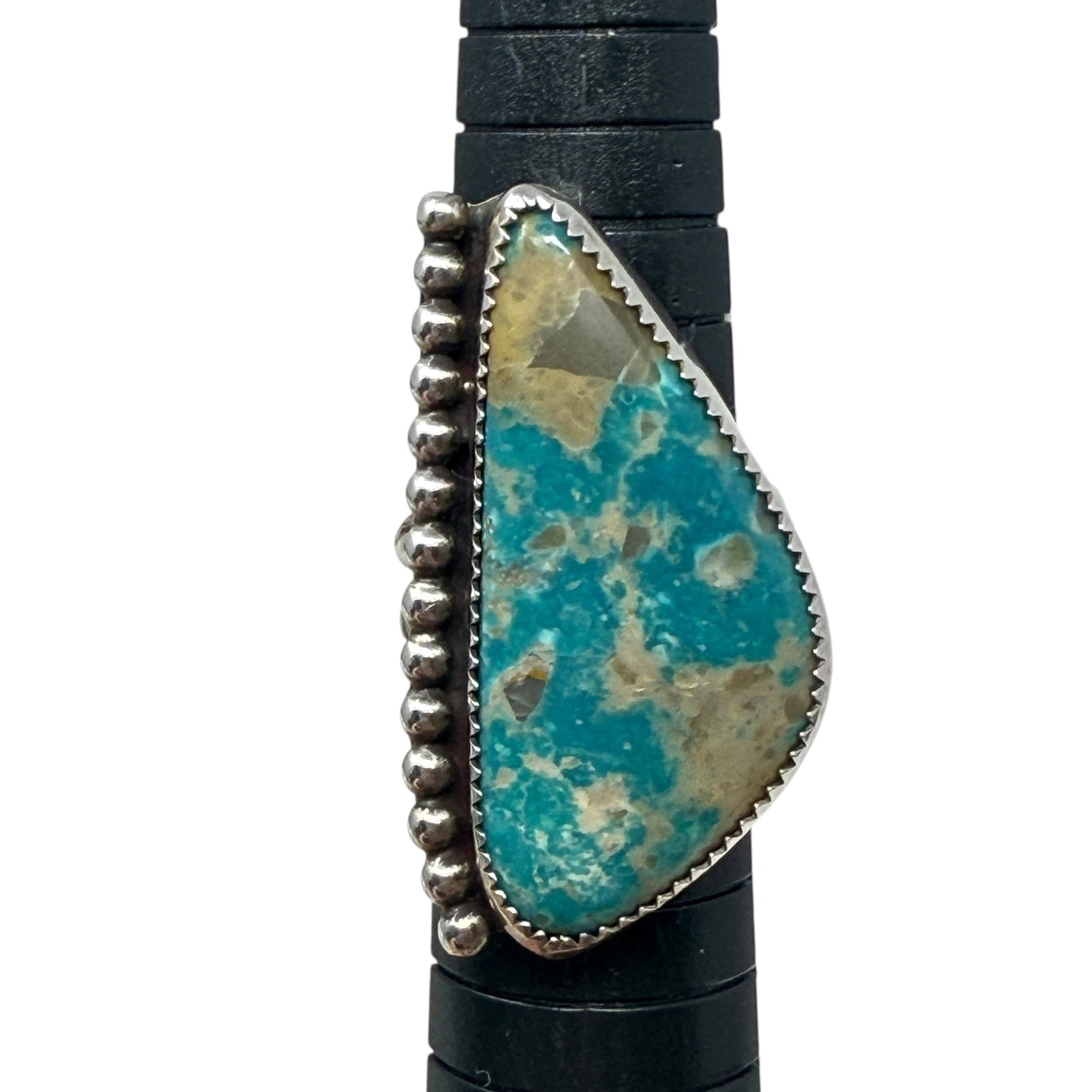 Navajo Sterling Silver & Kingman Turquoise Statement Ring, Size: 7
