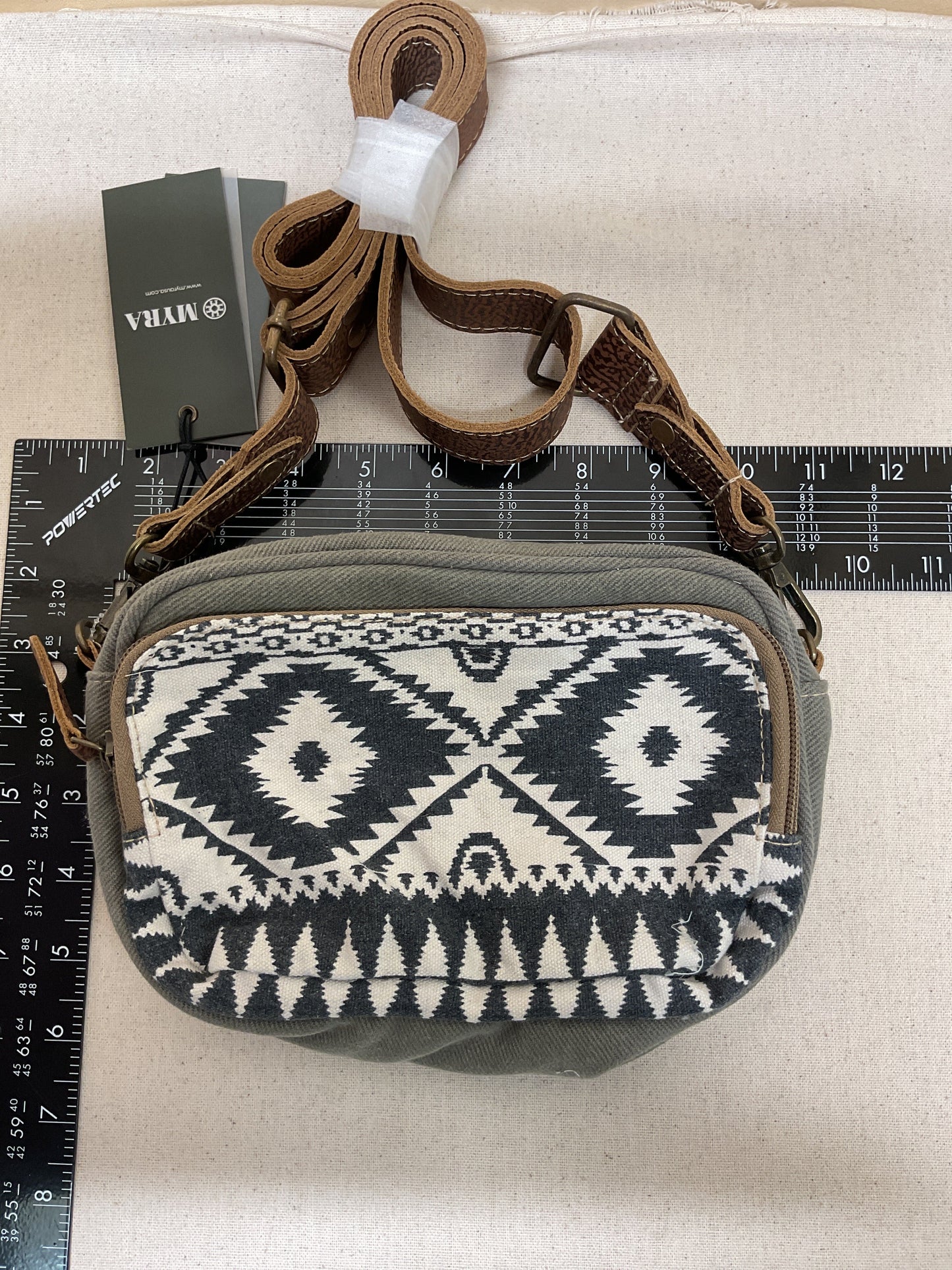 Crossbody By Myra In Grey & White, Size:Small