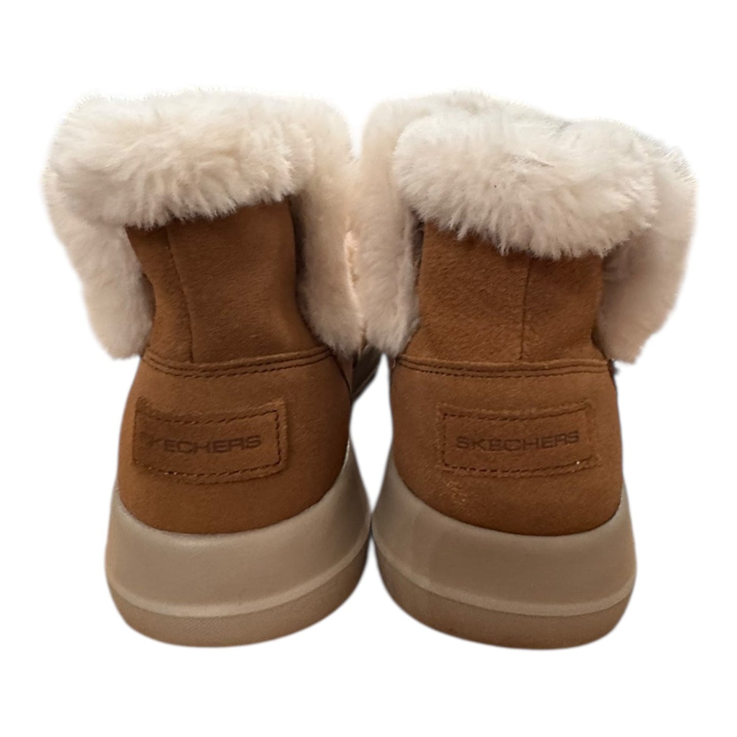 Boots Ankle Flats By Skechers In Brown & White, Size:8