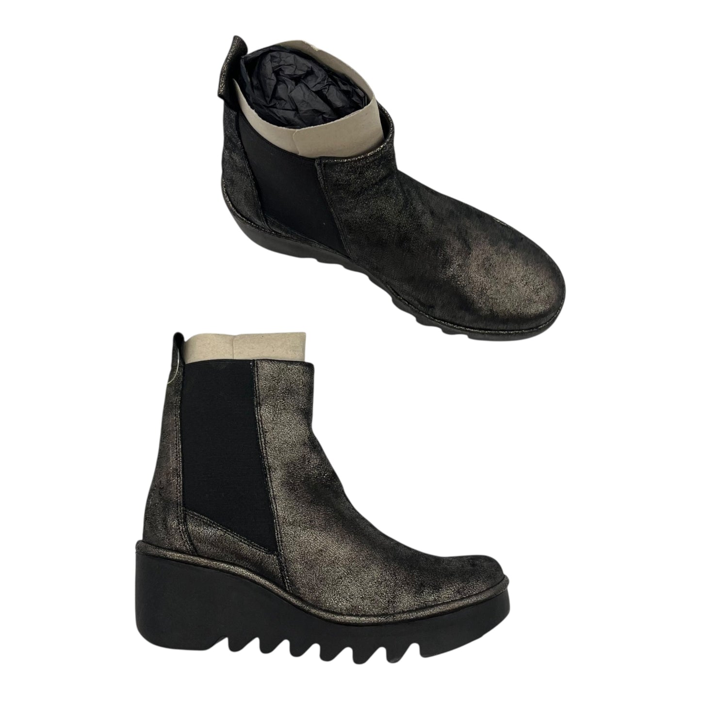 Boots Leather By Fly London In Bronze, Size:8.5