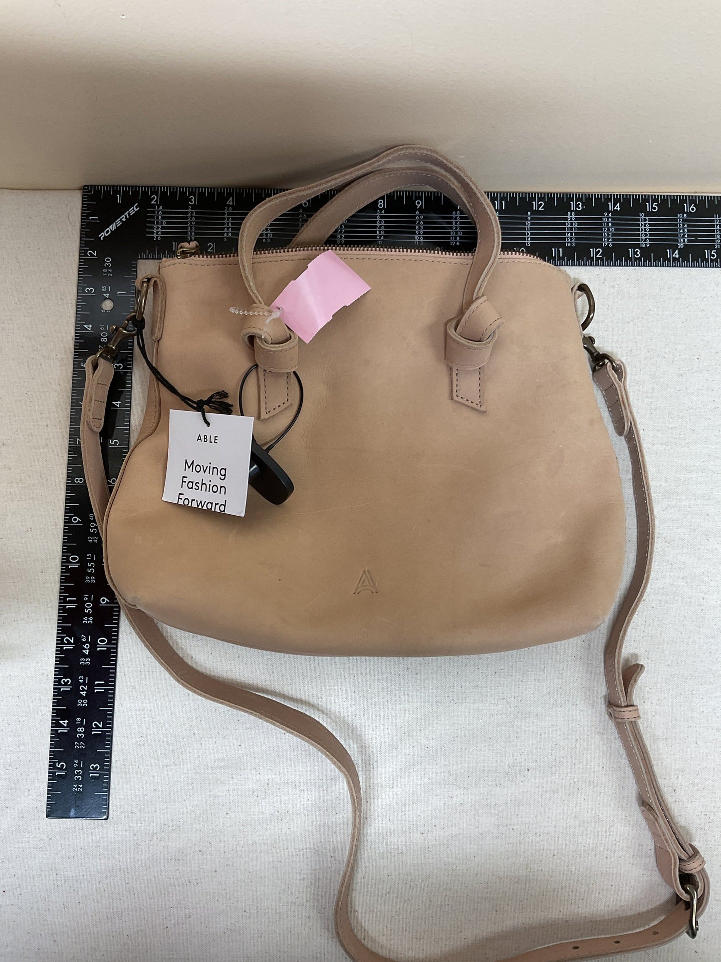 Crossbody Leather By Able In Beige, Size:Medium