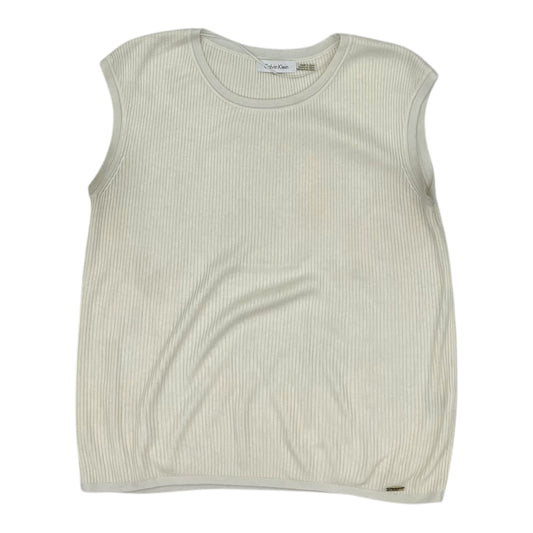 Vest Sweater By Calvin Klein In Cream, Size:M
