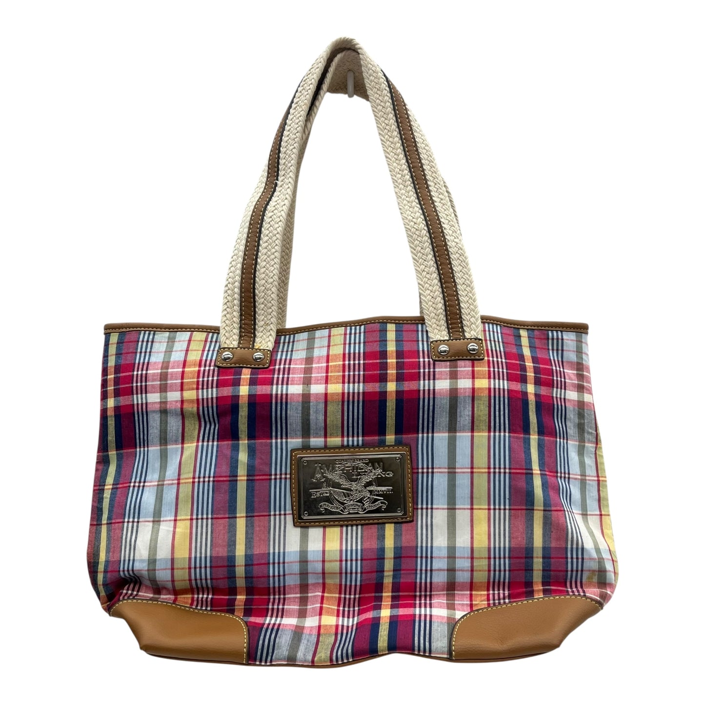 Handbag By American Living In Plaid Pattern, Size:Large