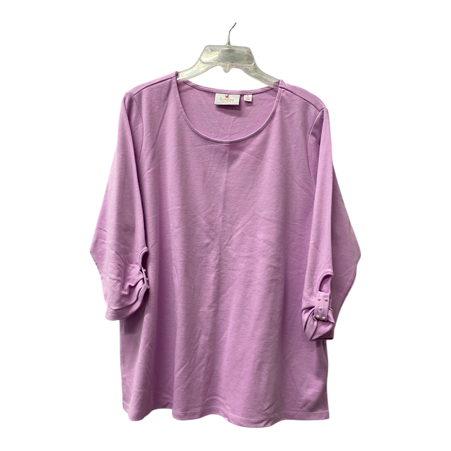 Top 3/4 Sleeve Basic By Quaker Factory In Pink, Size:Xl