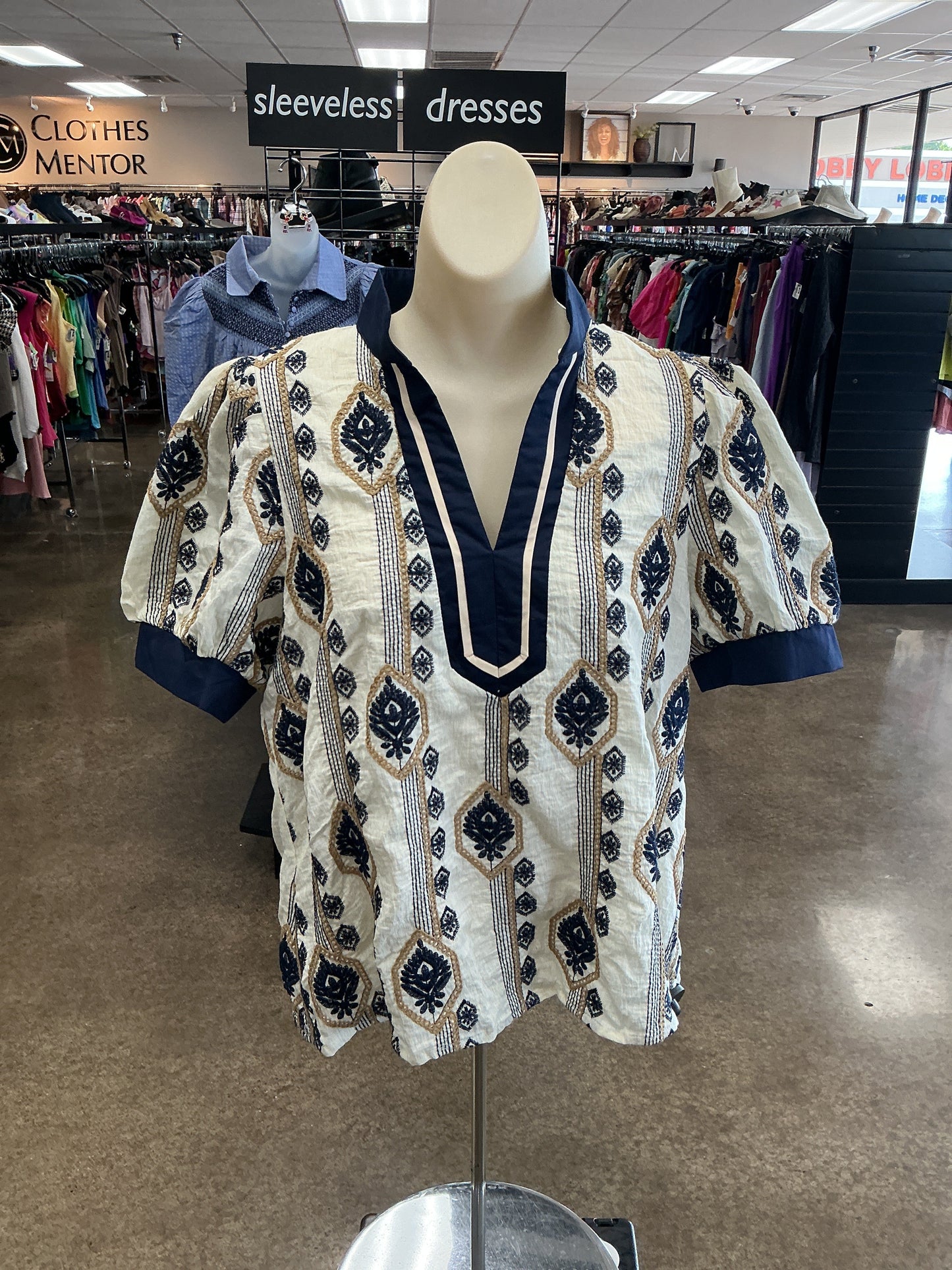 Top Ss By Entro In Blue & Cream, Size:M