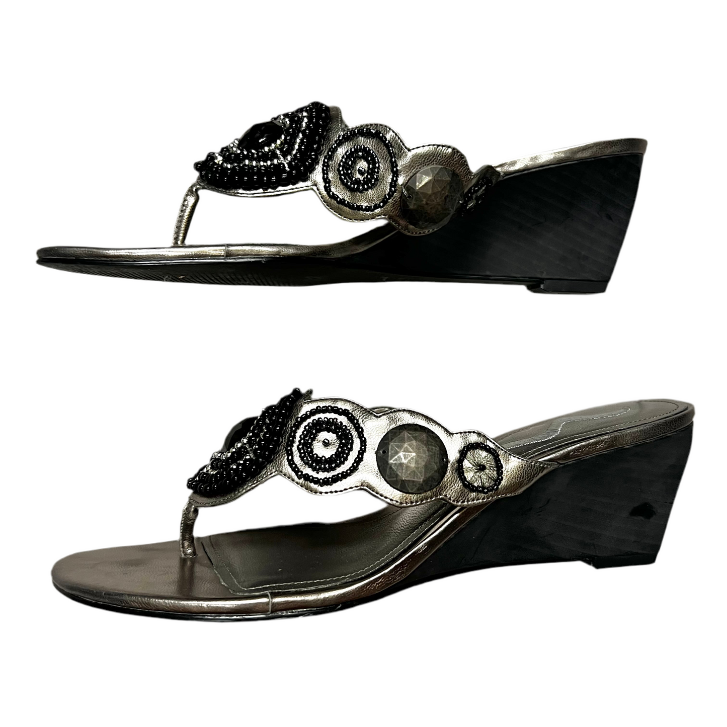 Shoes Heels Wedge By Nina In Silver, Size: 8