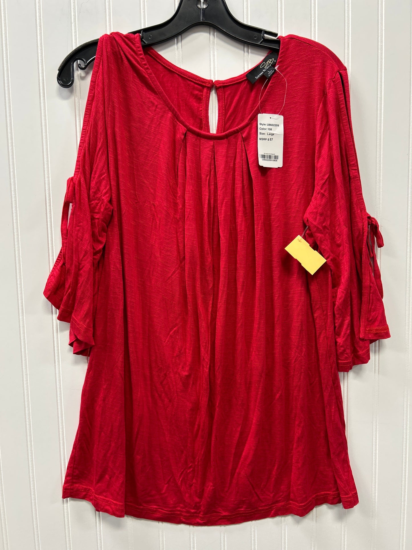 Top Ss By Suzanne Betro In Red, Size:L NWT