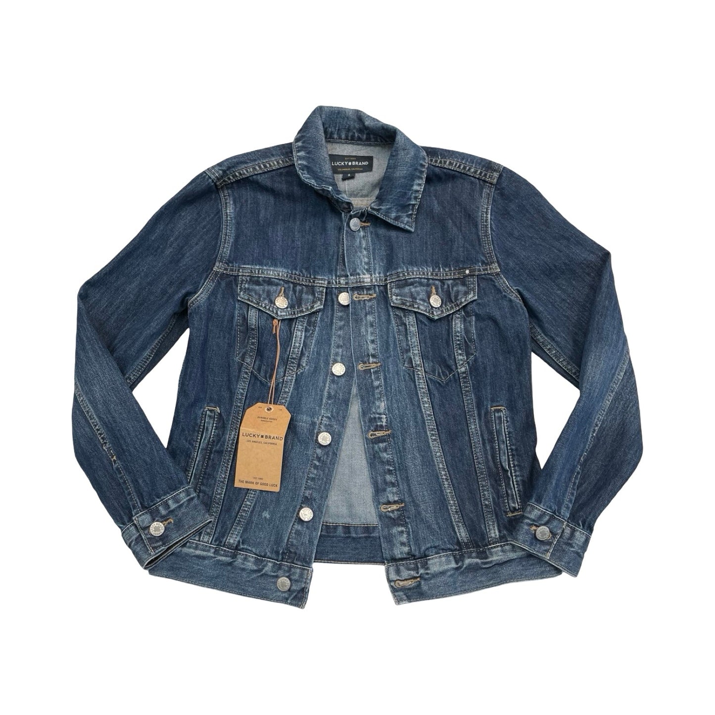 Jacket Denim By Lucky Brand In Blue Denim, Size:S