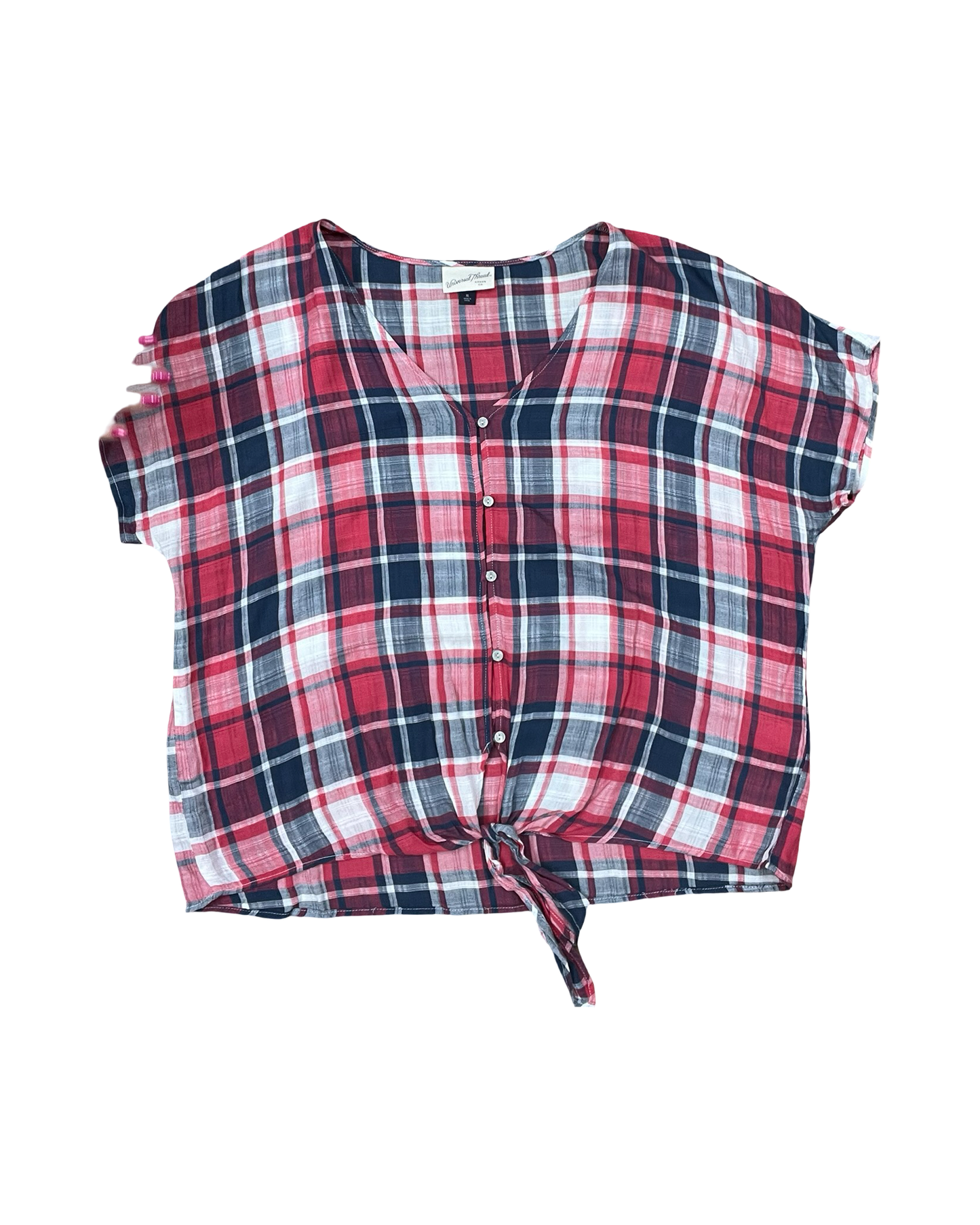 Blouse Ss By Universal Thread In Blue & Red & White, Size:Xl