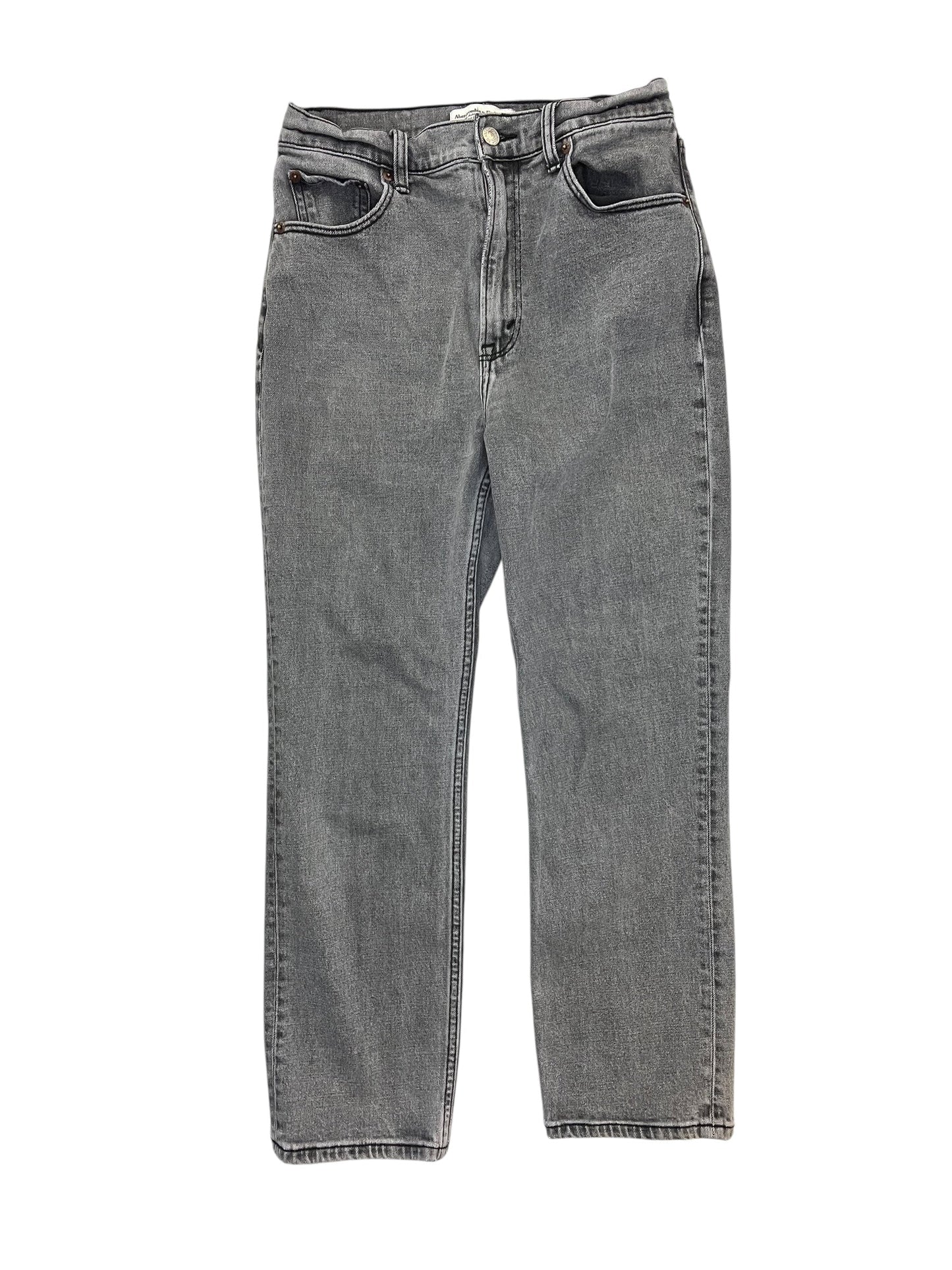 Jeans Straight By Abercrombie And Fitch In Black Denim, Size:6
