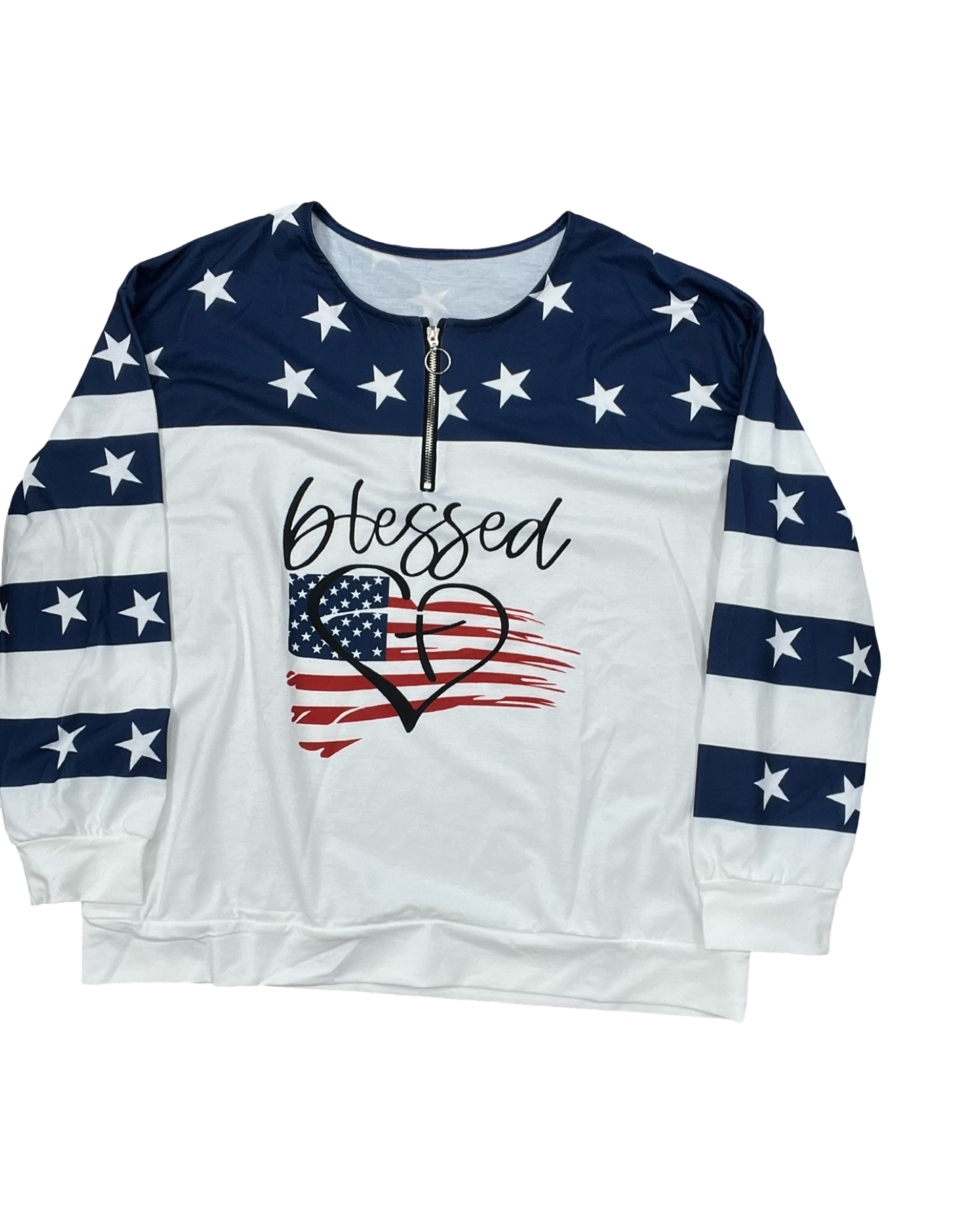 Top Ls By Clothes Mentor In Blue Red & White, Size:1X