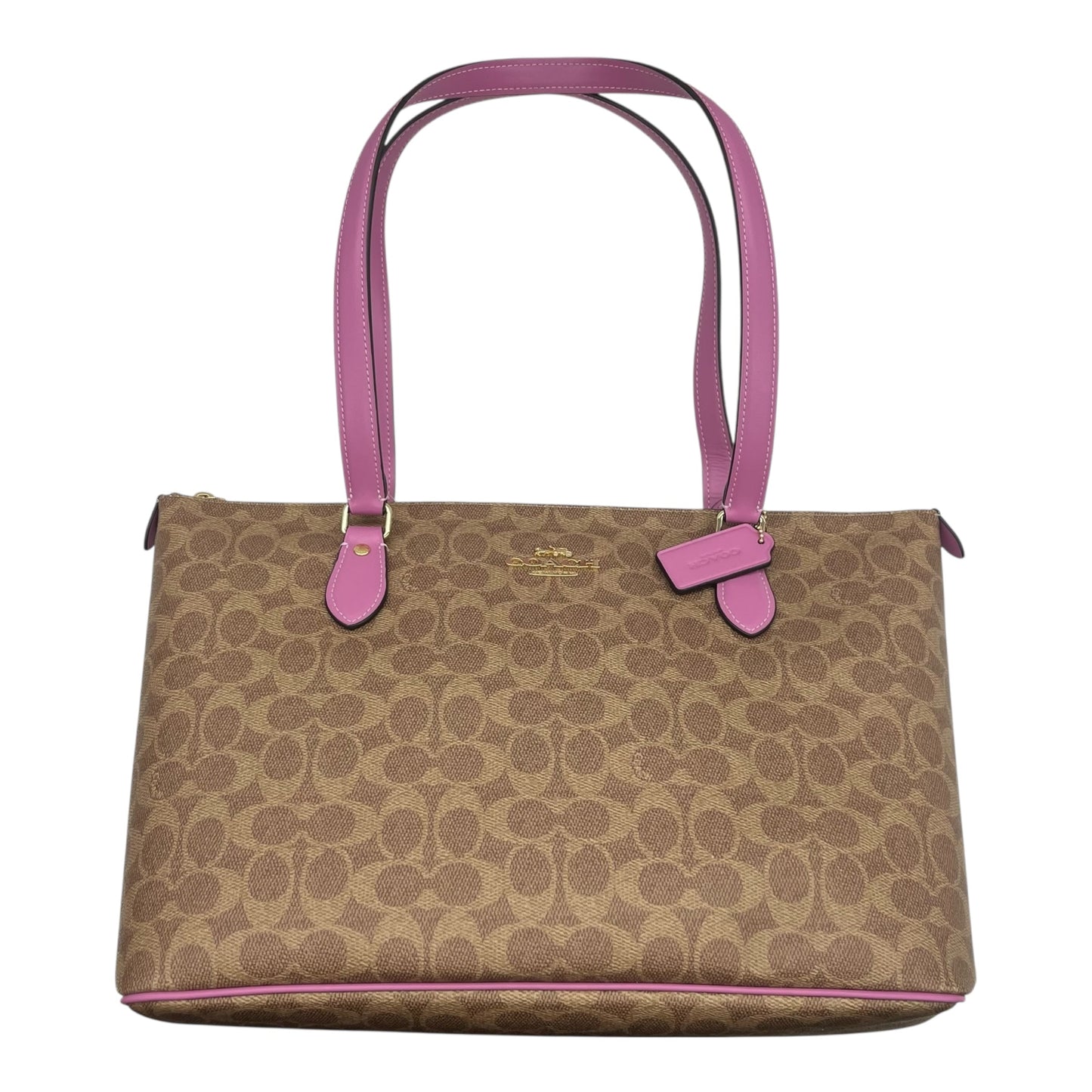 Handbag Designer By Coach In Purple & Tan, Size:Medium