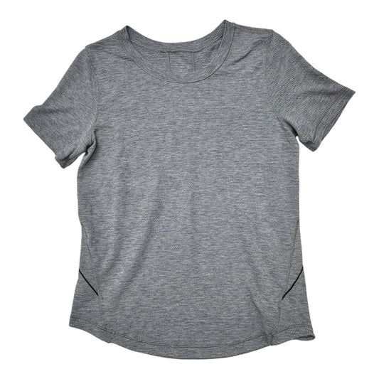 Athletic Top Ss Designer By Lululemon In Grey, Size:4