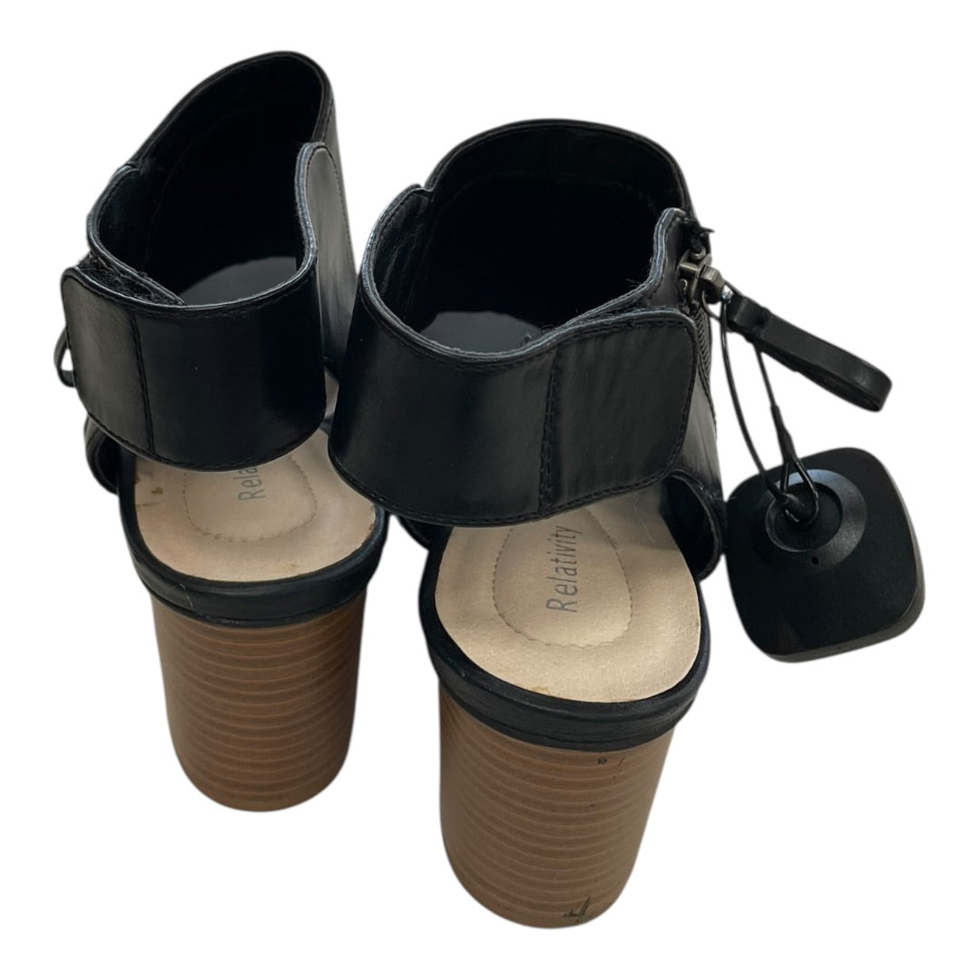 Sandals Heels Block By Relativity In Black, Size:9
