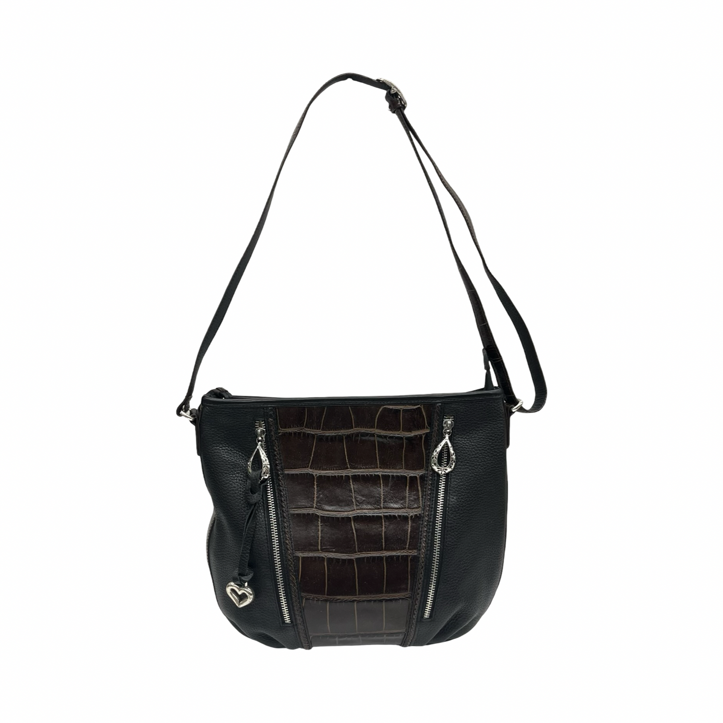 Handbag Leather By Brighton In Black & Brown, Size:Medium