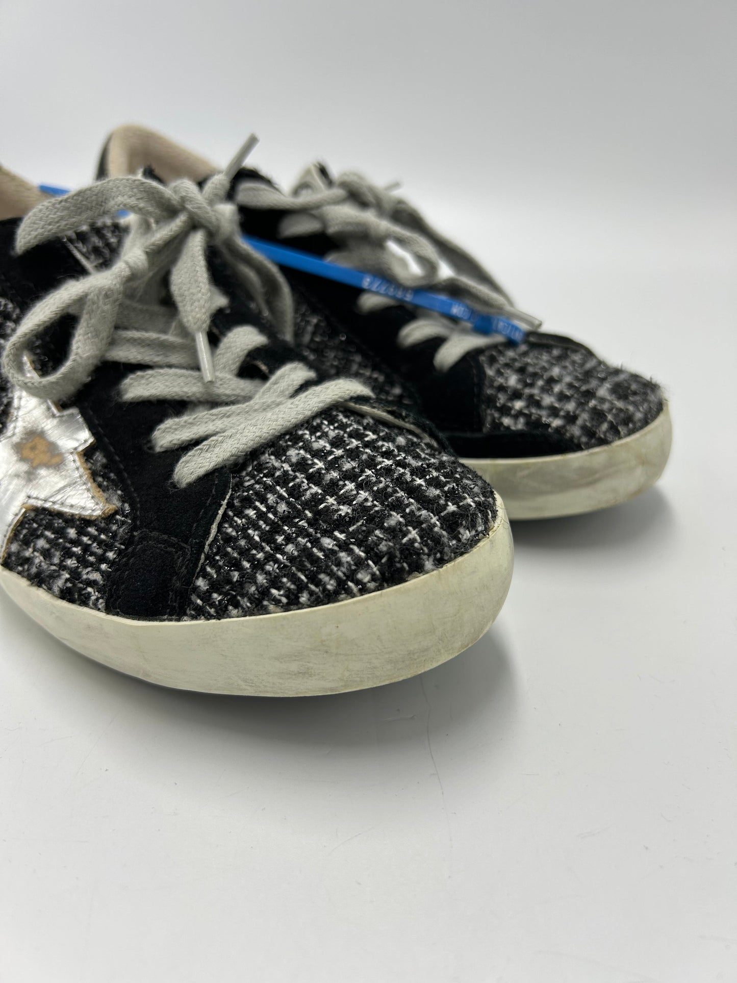 Golden Goose Superstar Boucle Tweed Luxury Sneakers, Size: 6