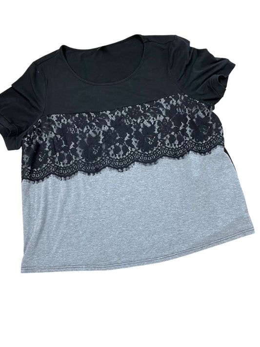 Top Ss By Emery Rose In Black & Grey, Size:4X