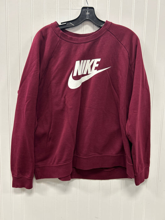 Athletic Top Ls Crewneck By Nike Apparel In Maroon, Size:Xl